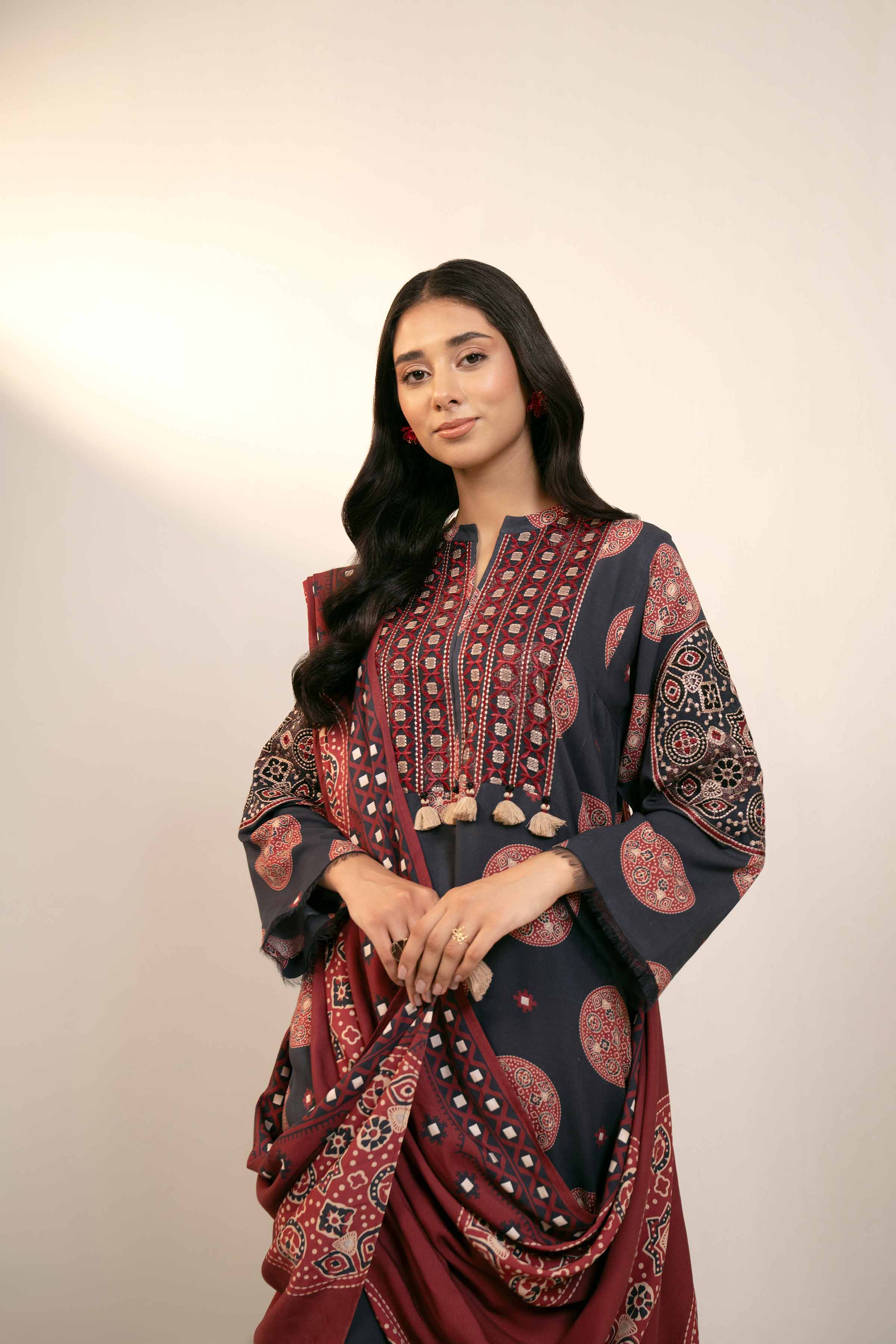 3 Piece - Printed Embroidered Suit - 42404102 - Image 4