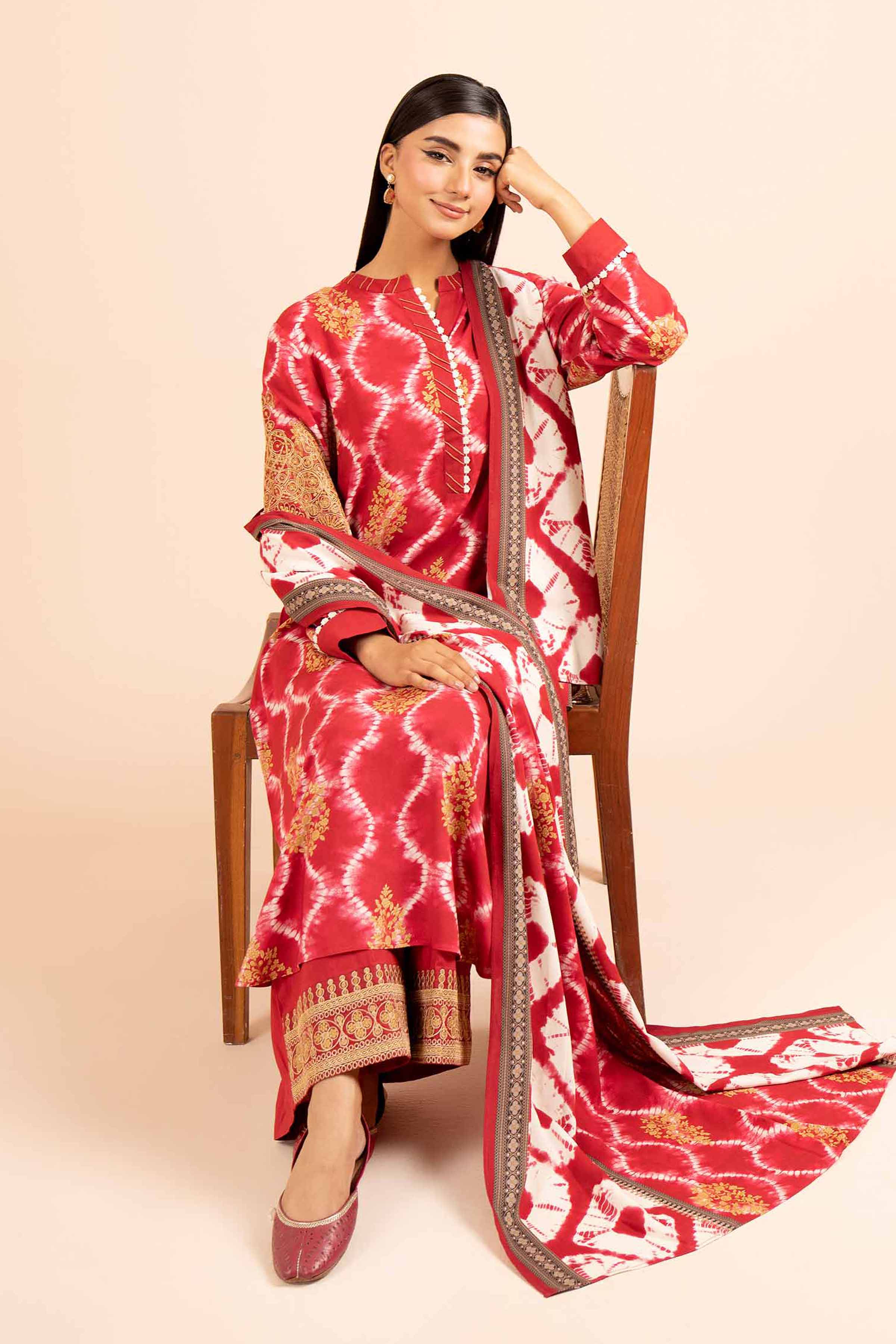 3 Piece - Printed Embroidered Suit - 42404105 - Image 2