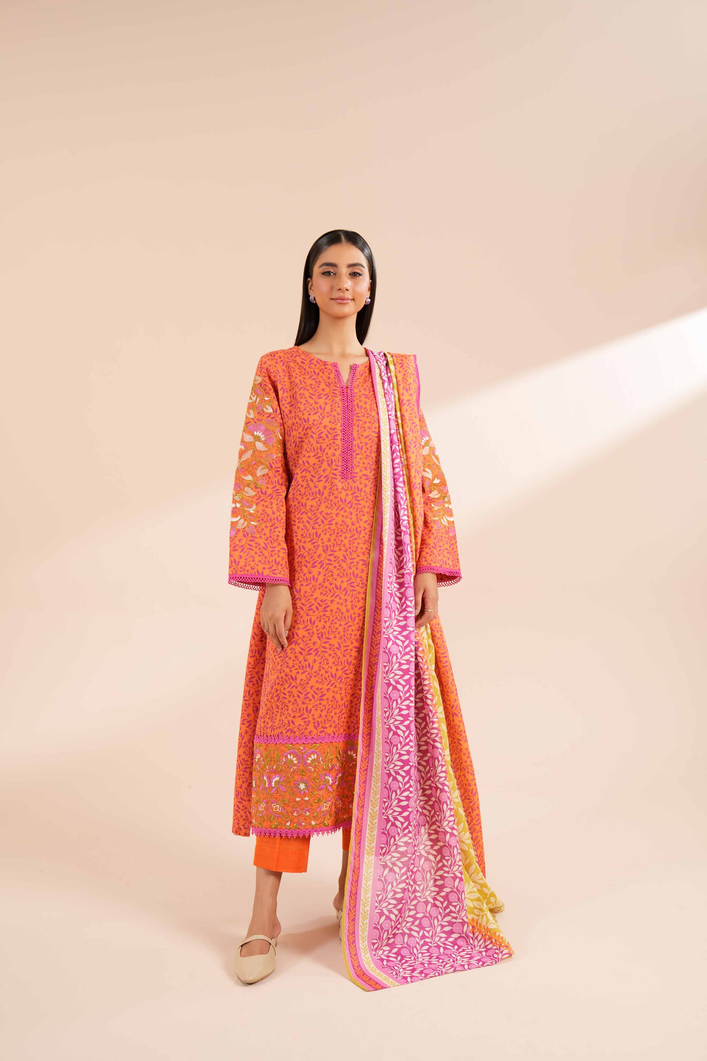 3 Piece - Printed Embroidered Suit - 42404121 - Image 5