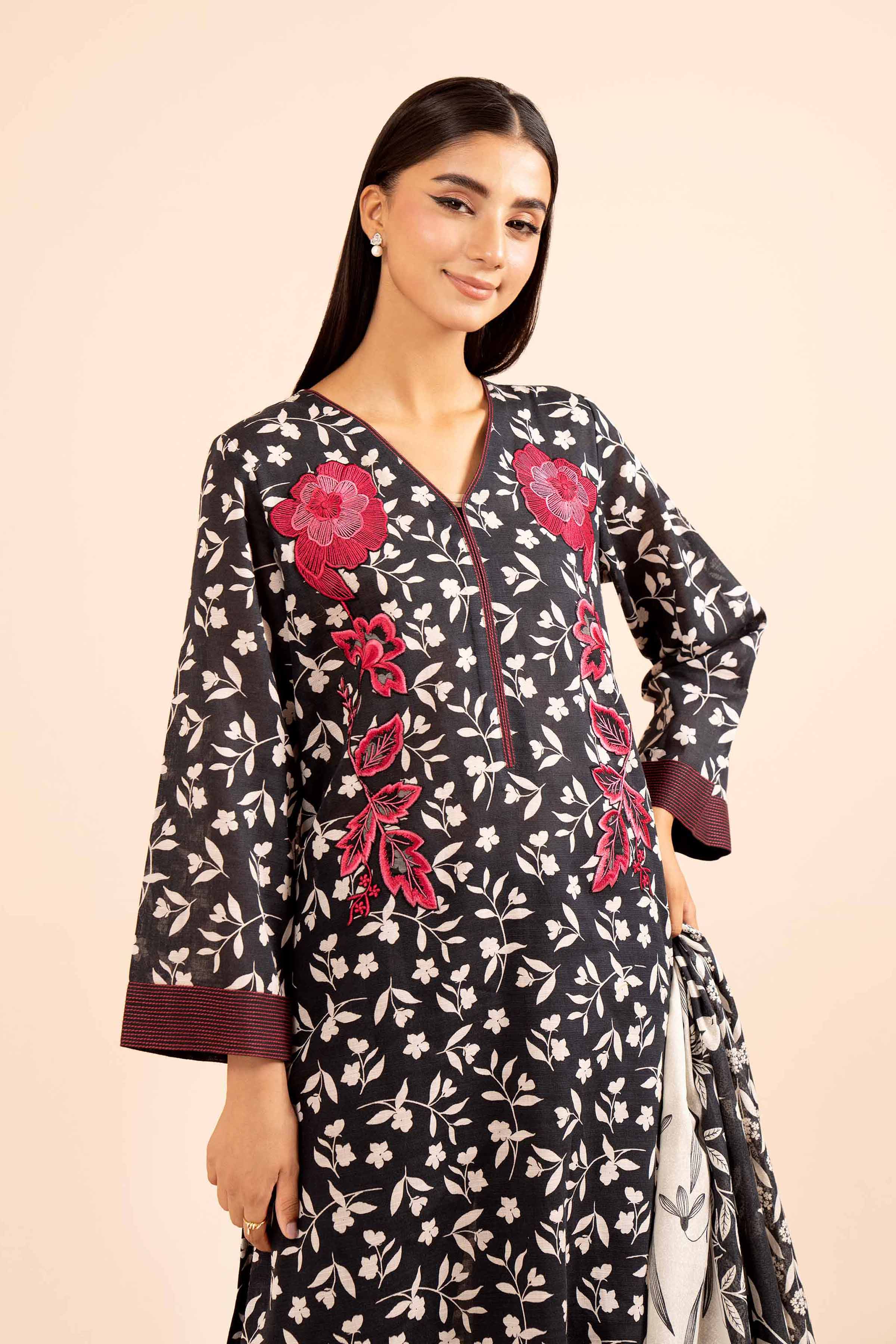 3 Piece - Printed Embroidered Suit - 42404123 - Image 2