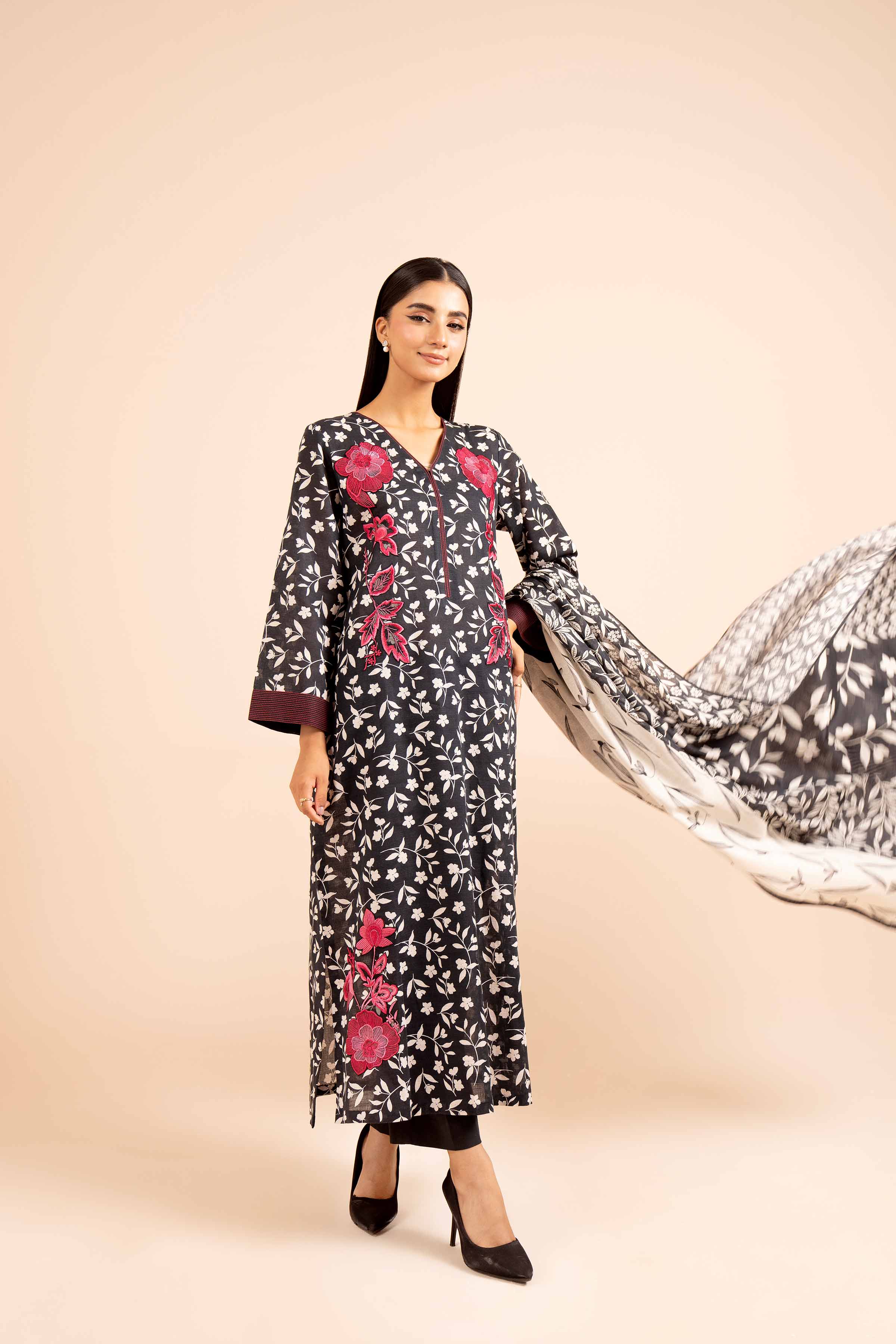 3 Piece - Printed Embroidered Suit - 42404123 - Image 6