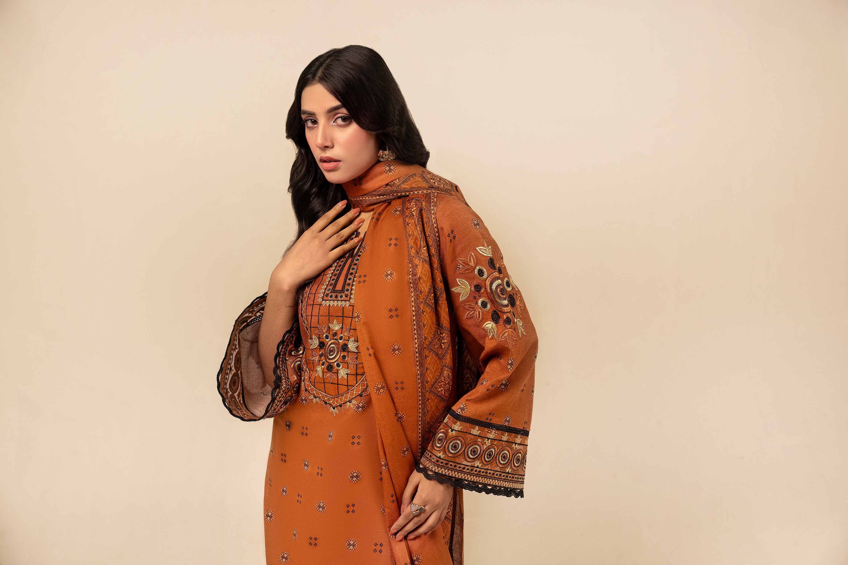 3 Piece - Printed Embroidered Suit - 42404124 - Image 5