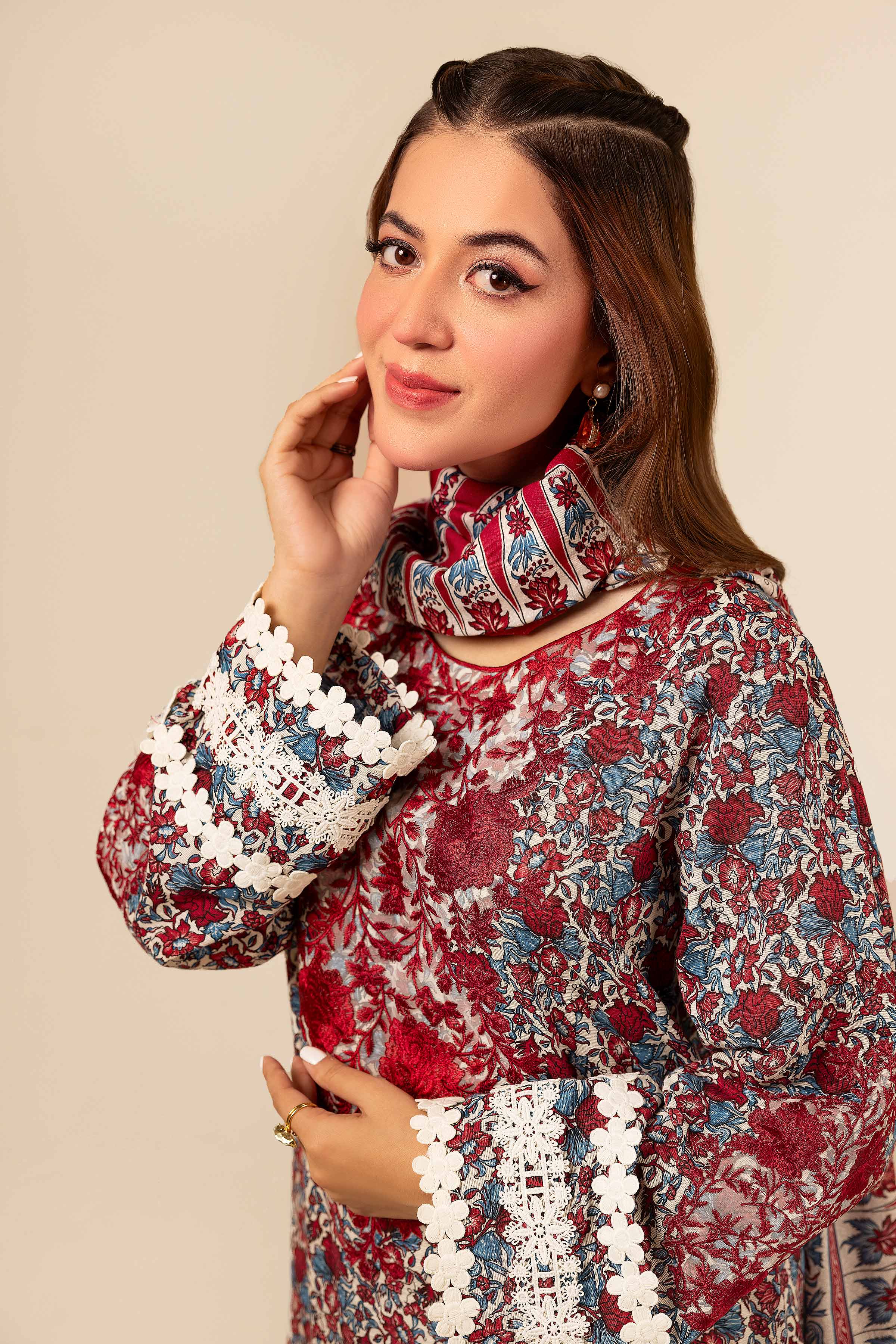 3 Piece - Printed Embroidered Suit - 42404125 - Image 5