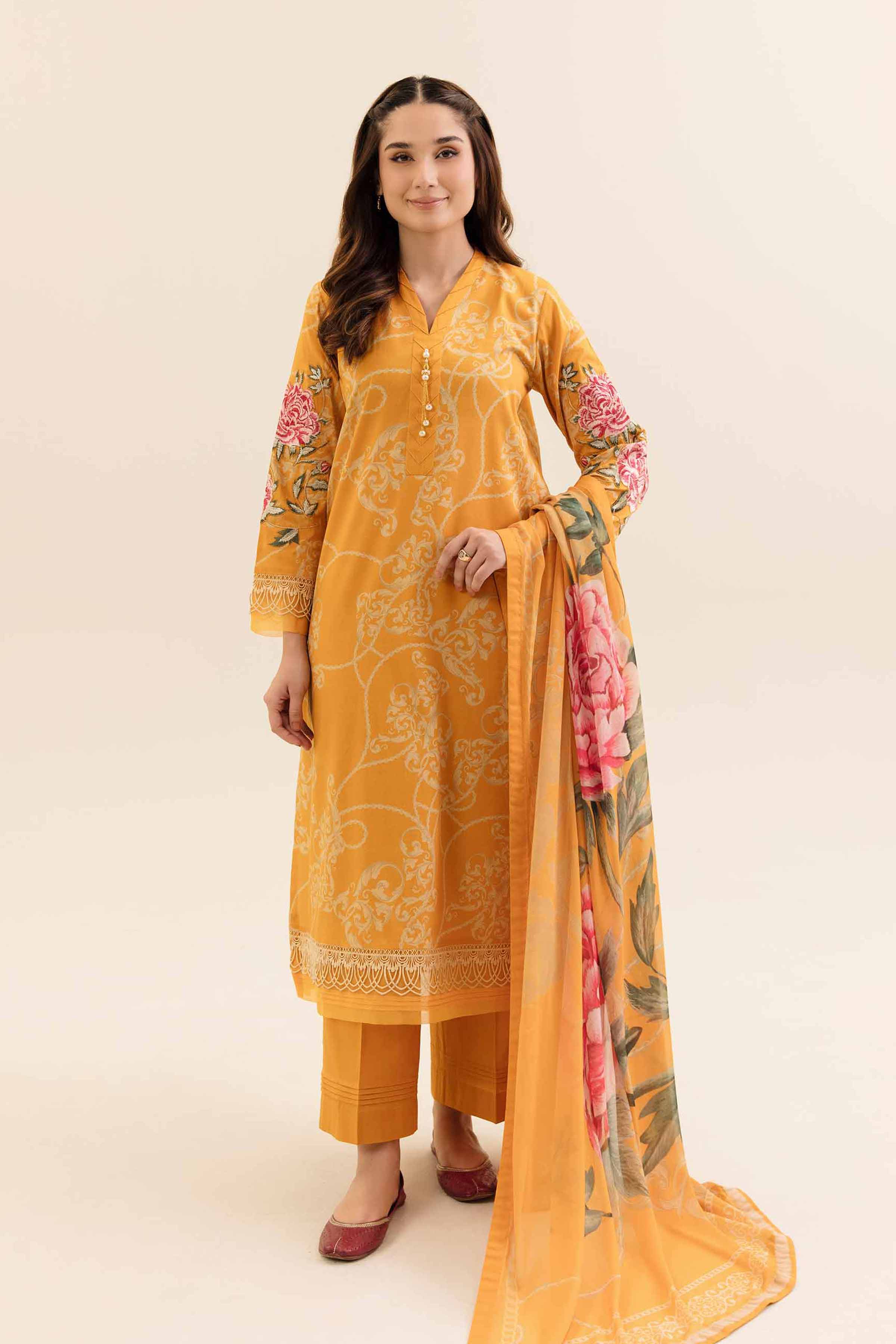 3 Piece - Printed Embroidered Suit - 42404140 - Image 2