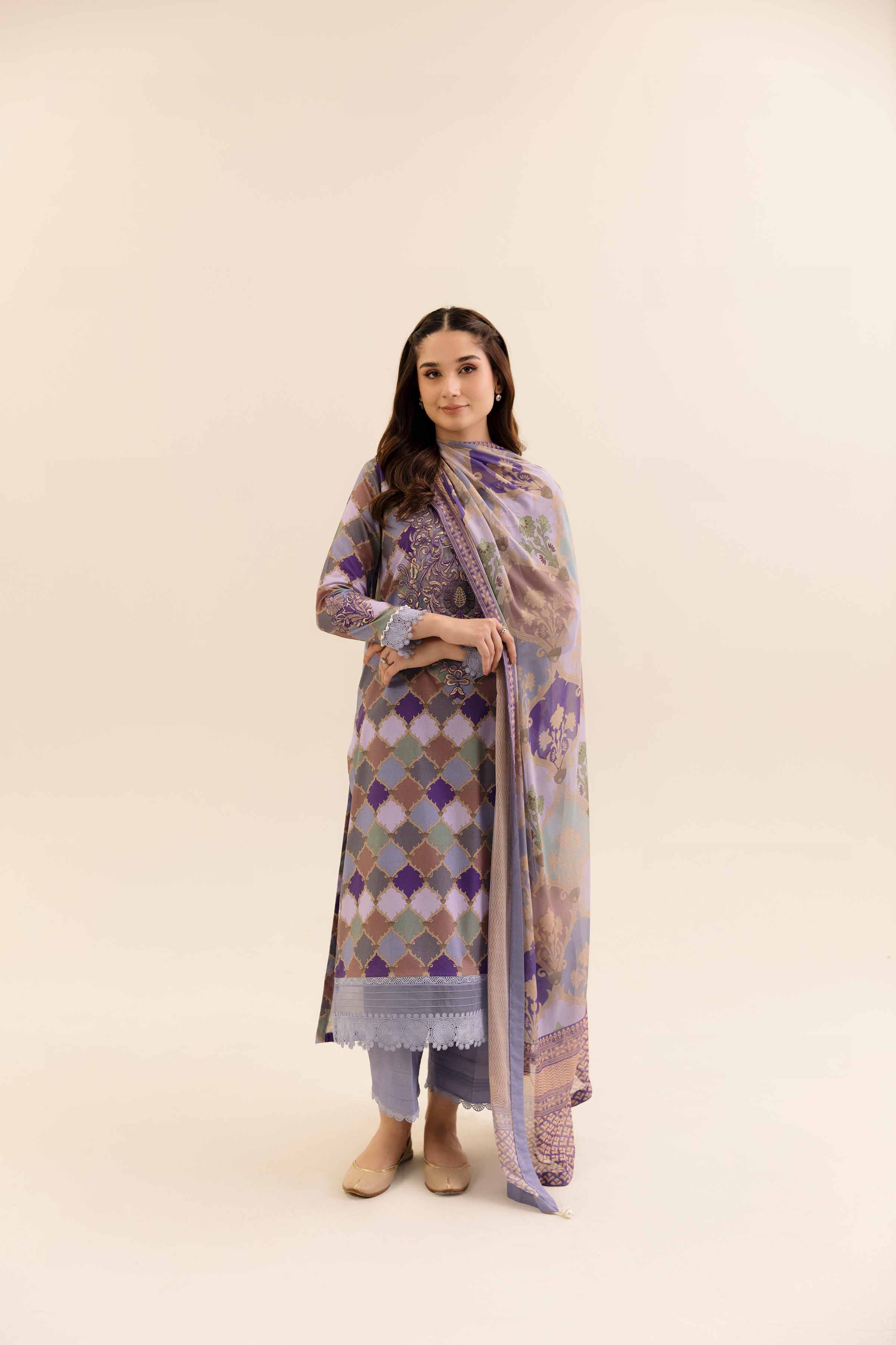 3 Piece - Printed Embroidered Suit - 42404141 - Image 5