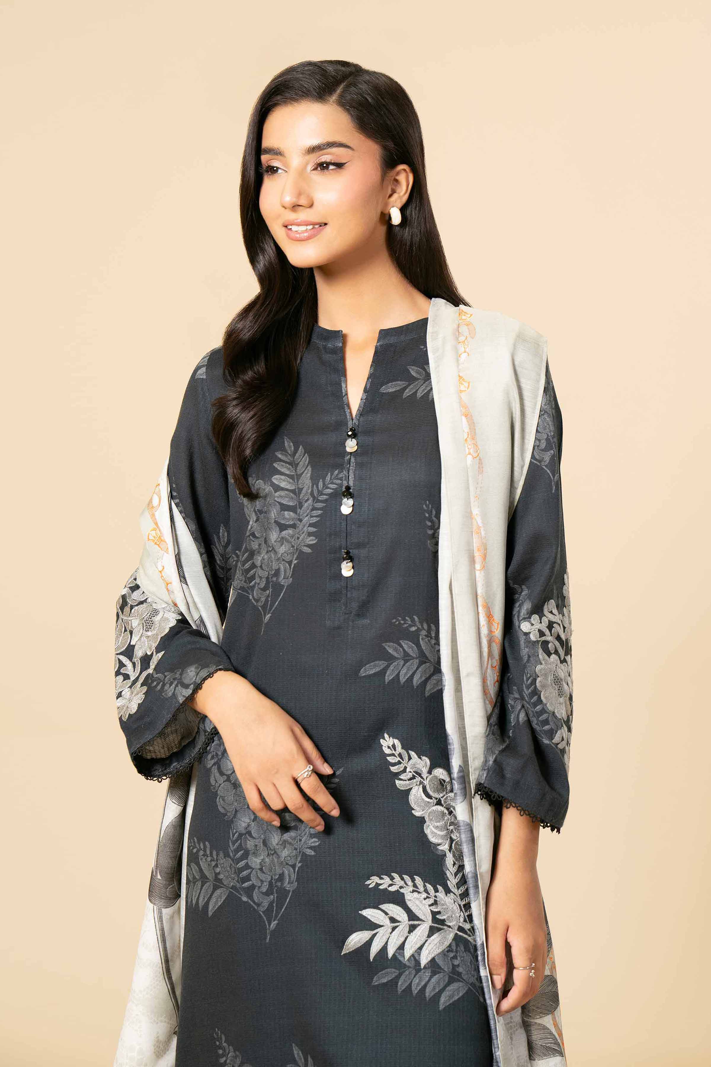 3 Piece - Printed Embroidered Suit - 42404158