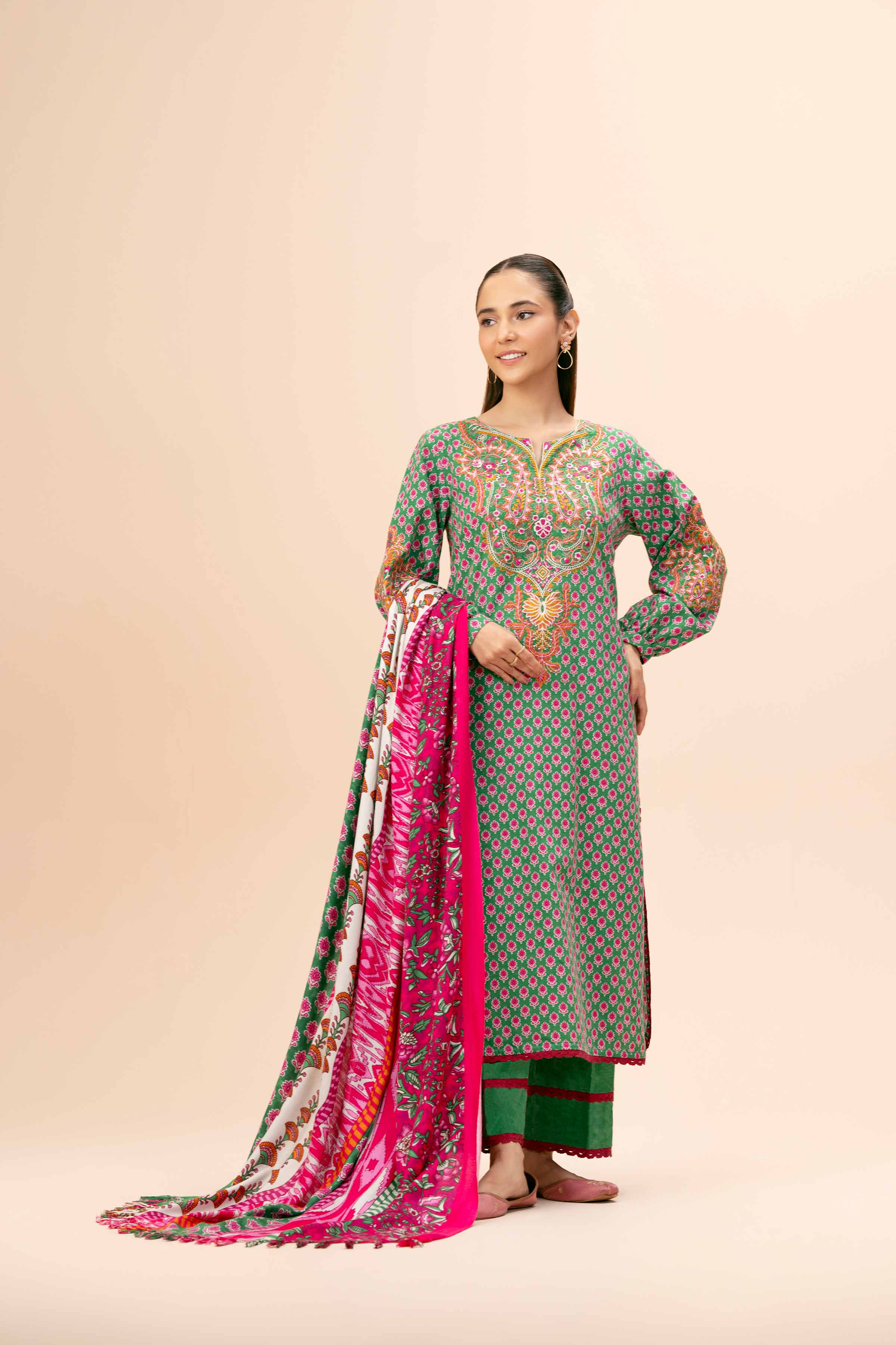 3 Piece - Printed Embroidered Suit - 42404185 - Image 6