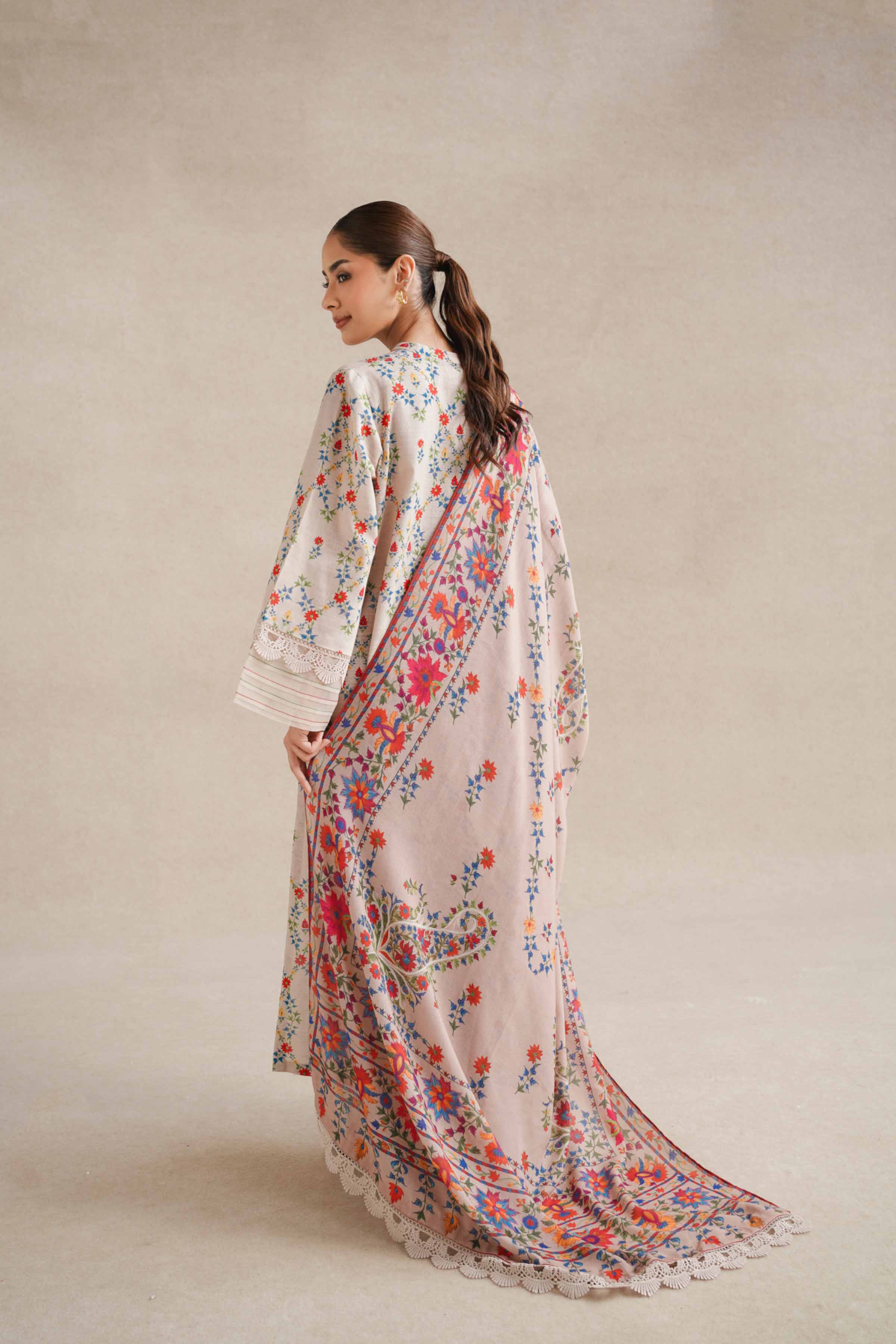 3 Piece - Printed Embroidered Suit - 42404200 - Image 3
