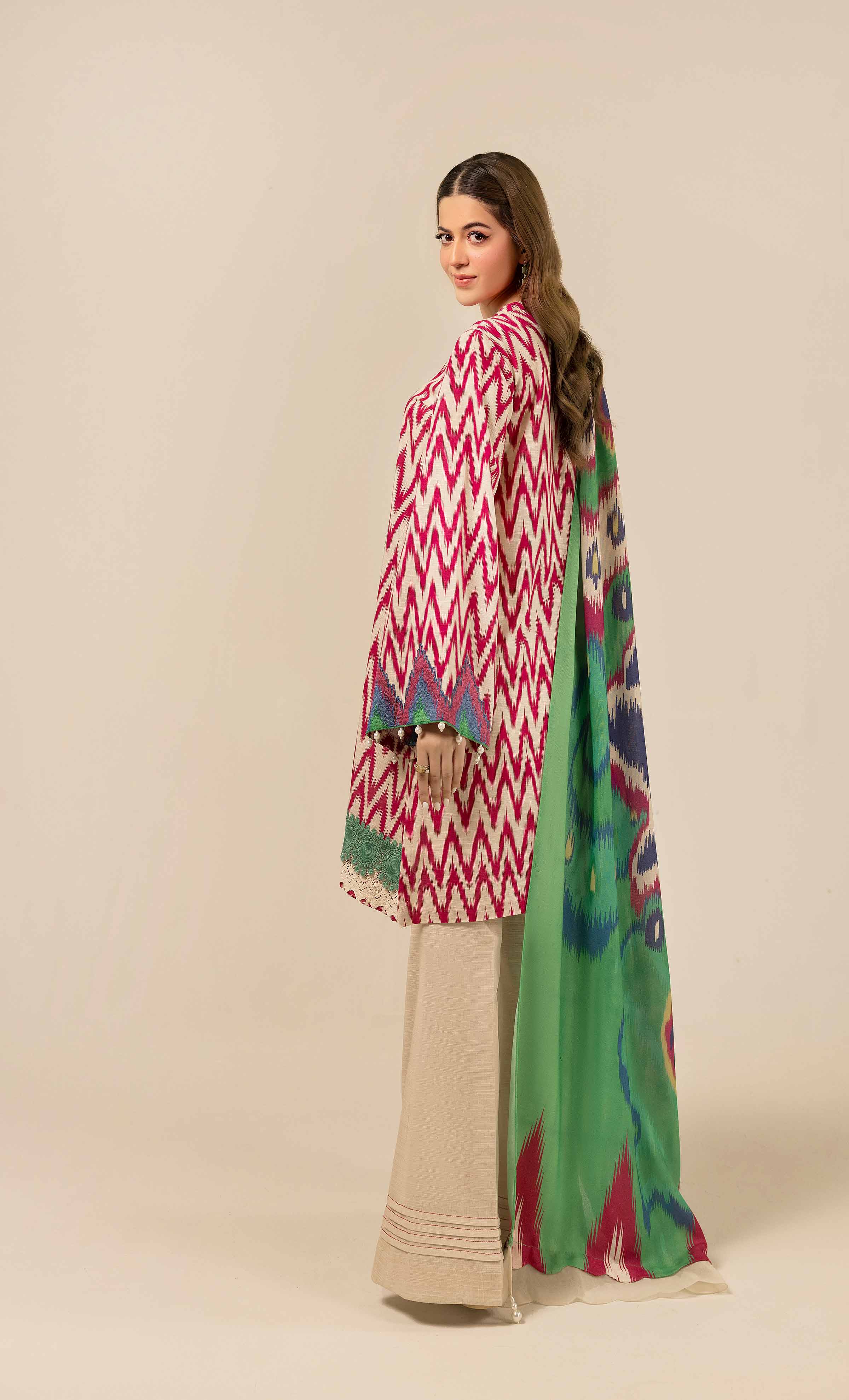 3 Piece - Printed Embroidered Suit - 42404201 - Image 3