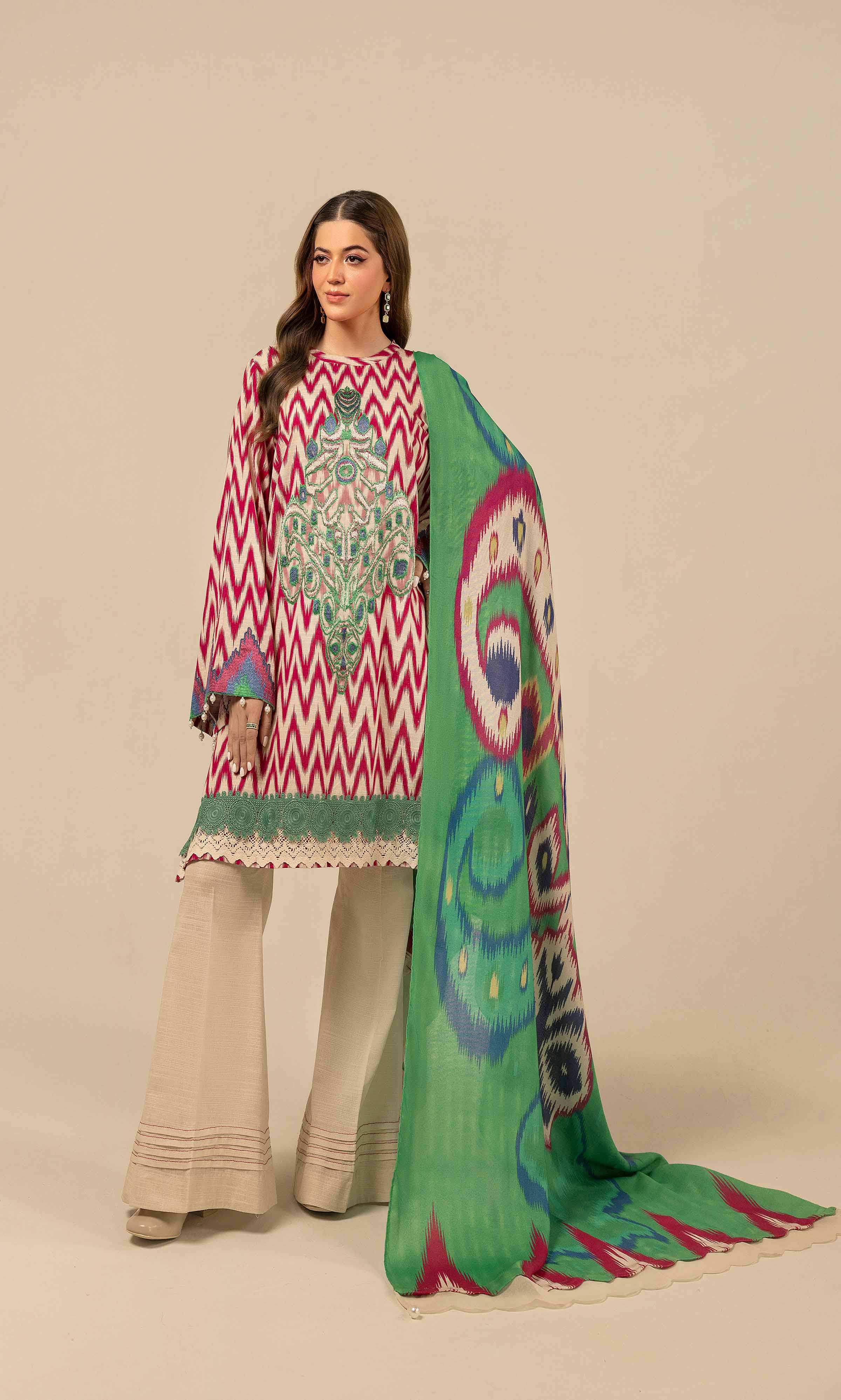 3 Piece - Printed Embroidered Suit - 42404201 - Image 4