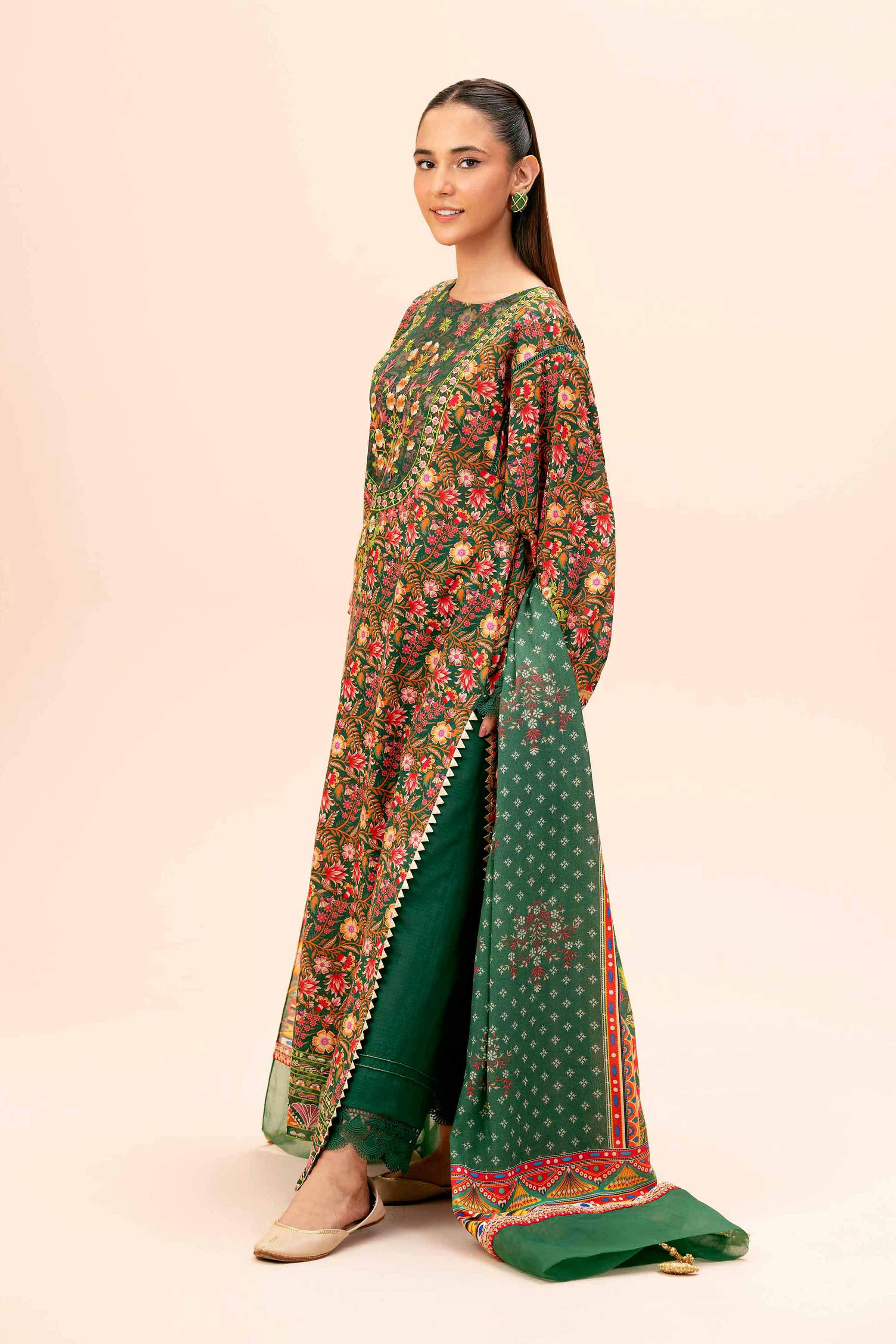 3 Piece - Printed Embroidered Suit - 42404204 - Image 2