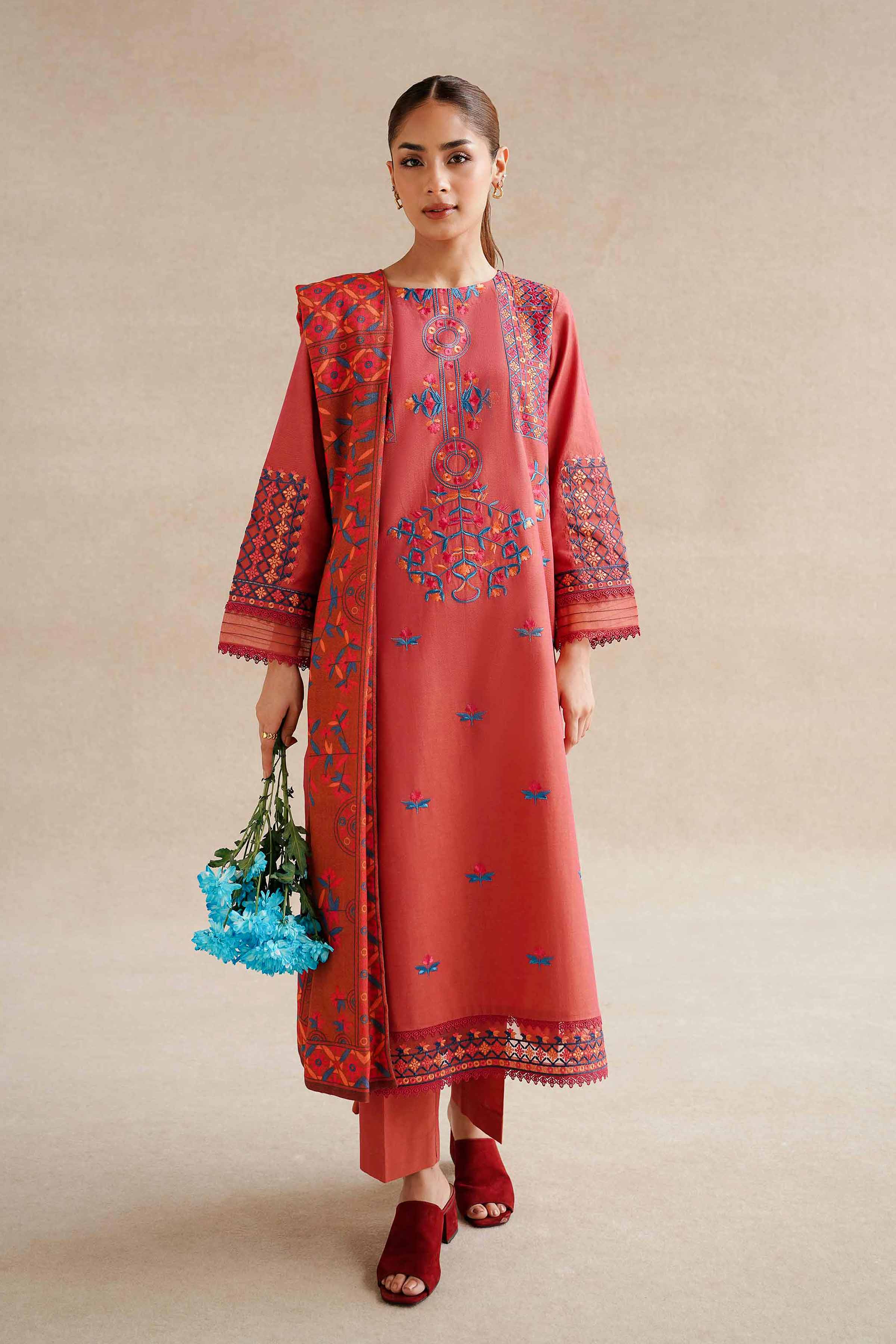 3 Piece - Yarn Dyed Embroidered Suit - 42404323 - Image 2