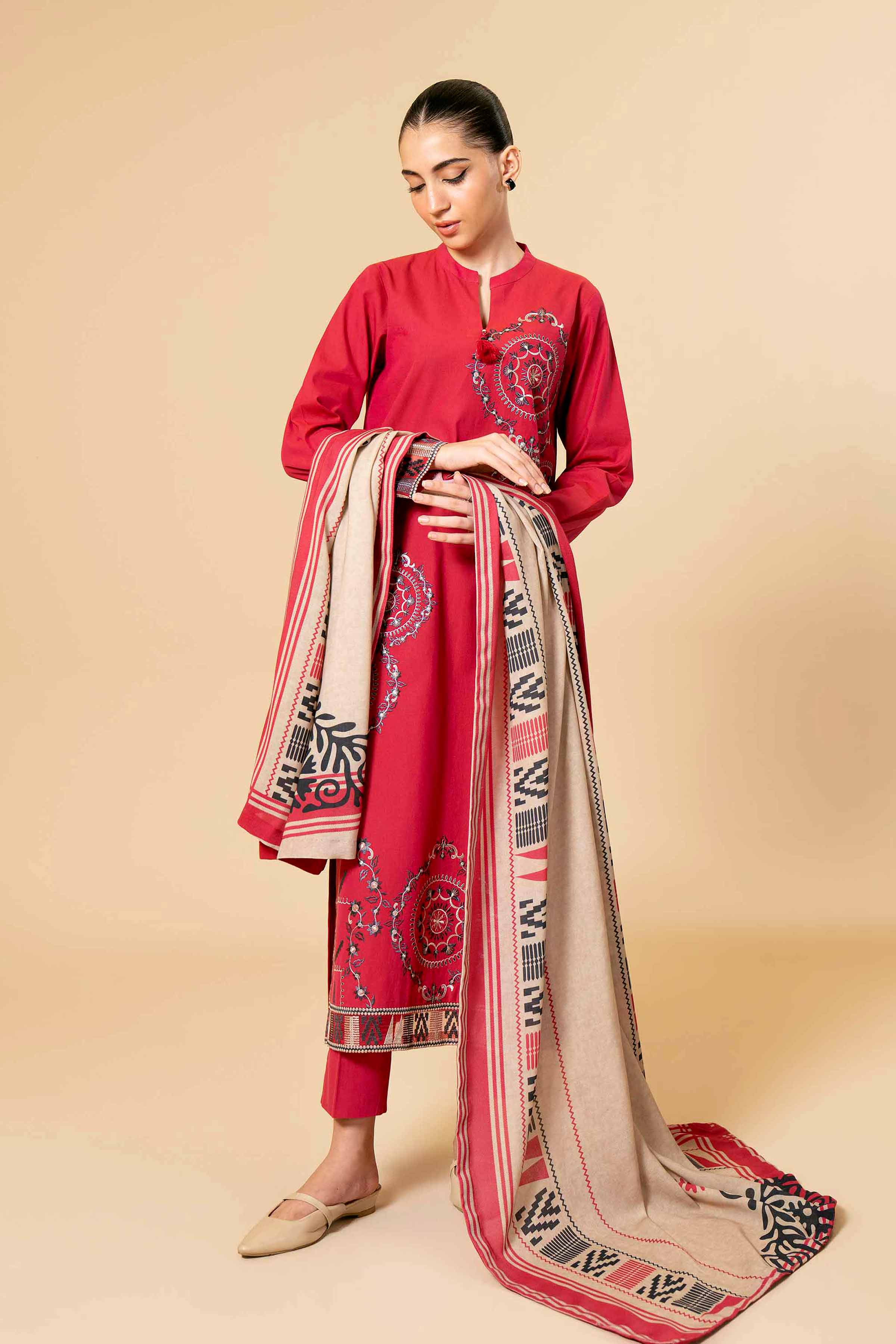 3 Piece - Yarn Dyed Embroidered Suit - 42404324 - Image 2