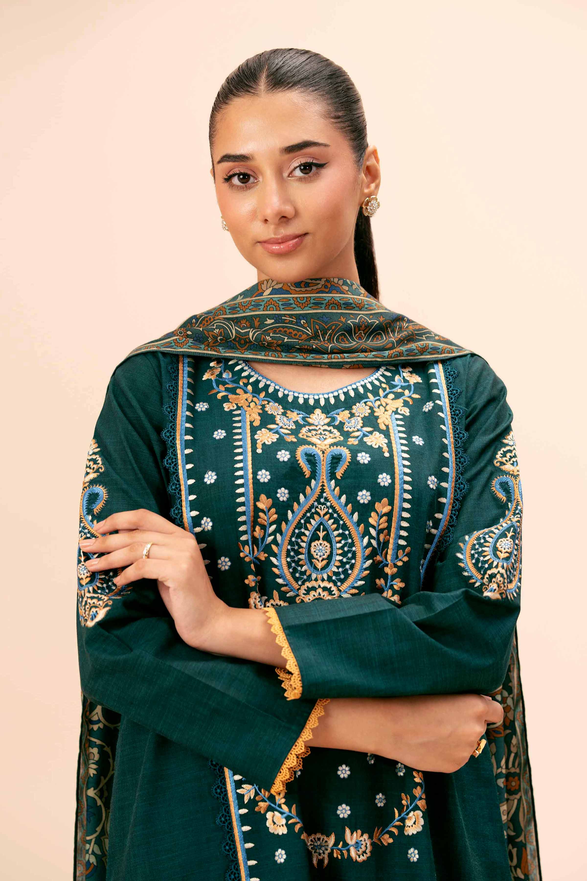 3 Piece - Yarn Dyed Embroidered Suit - 42404327 - Image 2