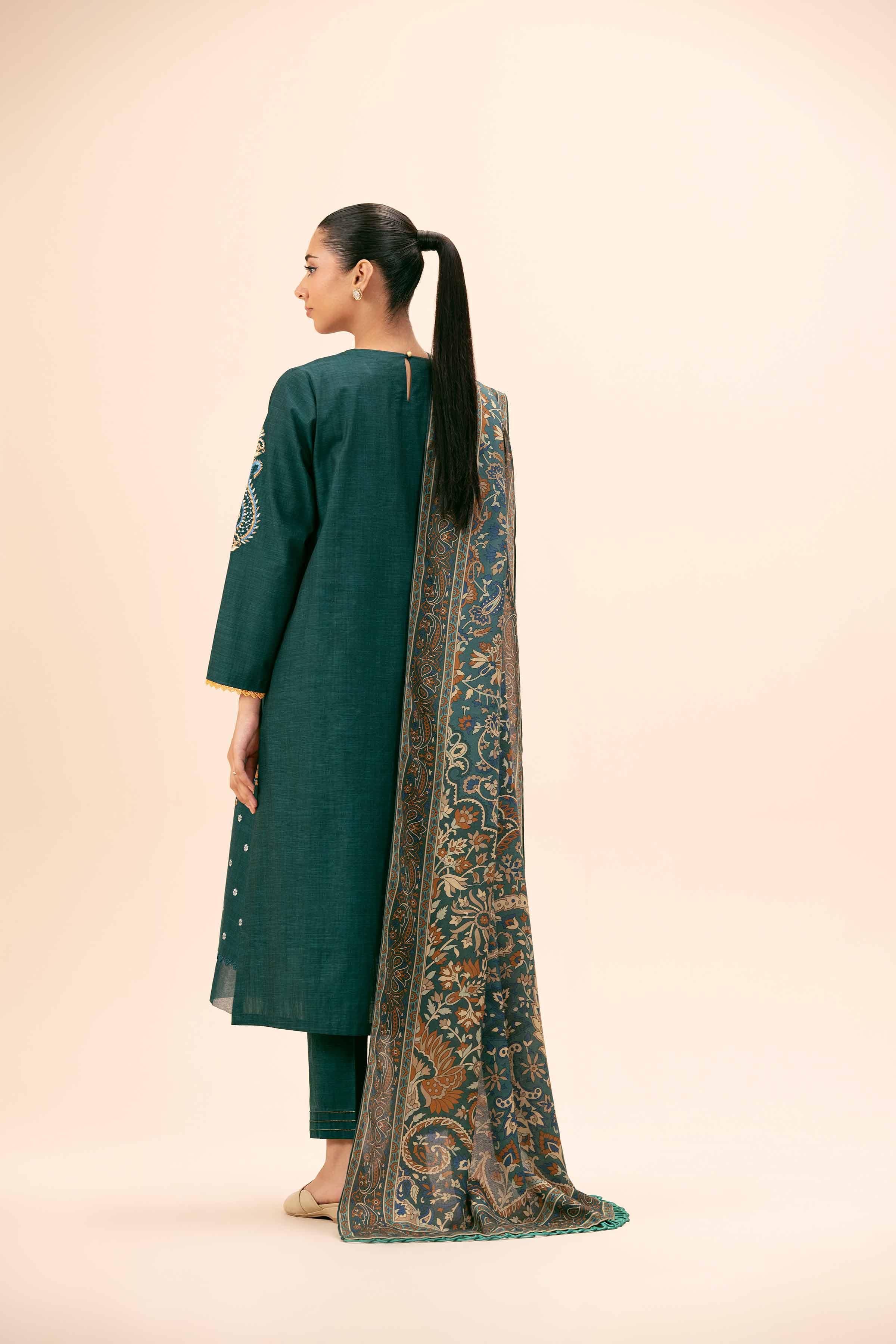 3 Piece - Yarn Dyed Embroidered Suit - 42404327 - Image 3