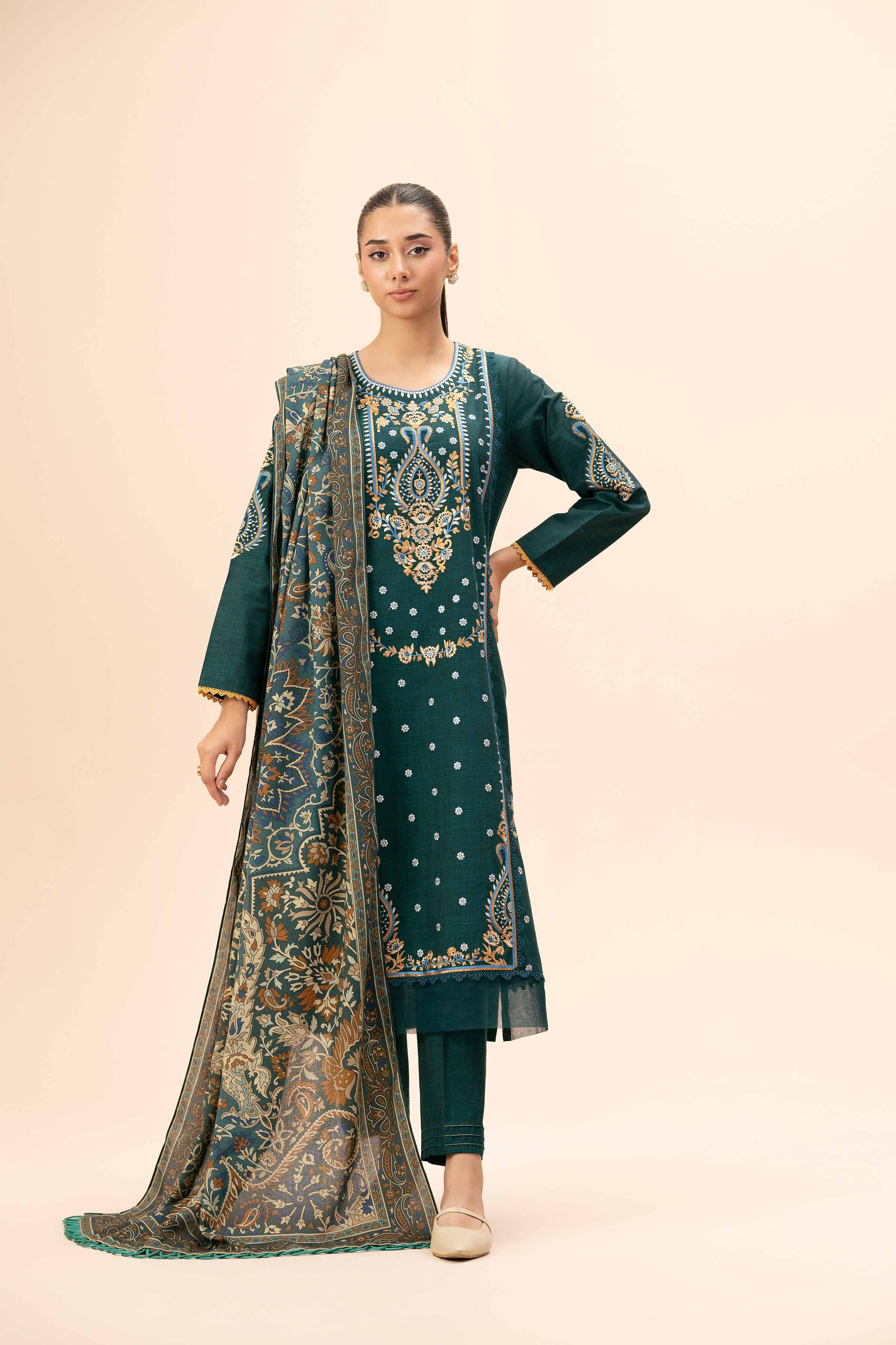 3 Piece - Yarn Dyed Embroidered Suit - 42404327 - Image 6
