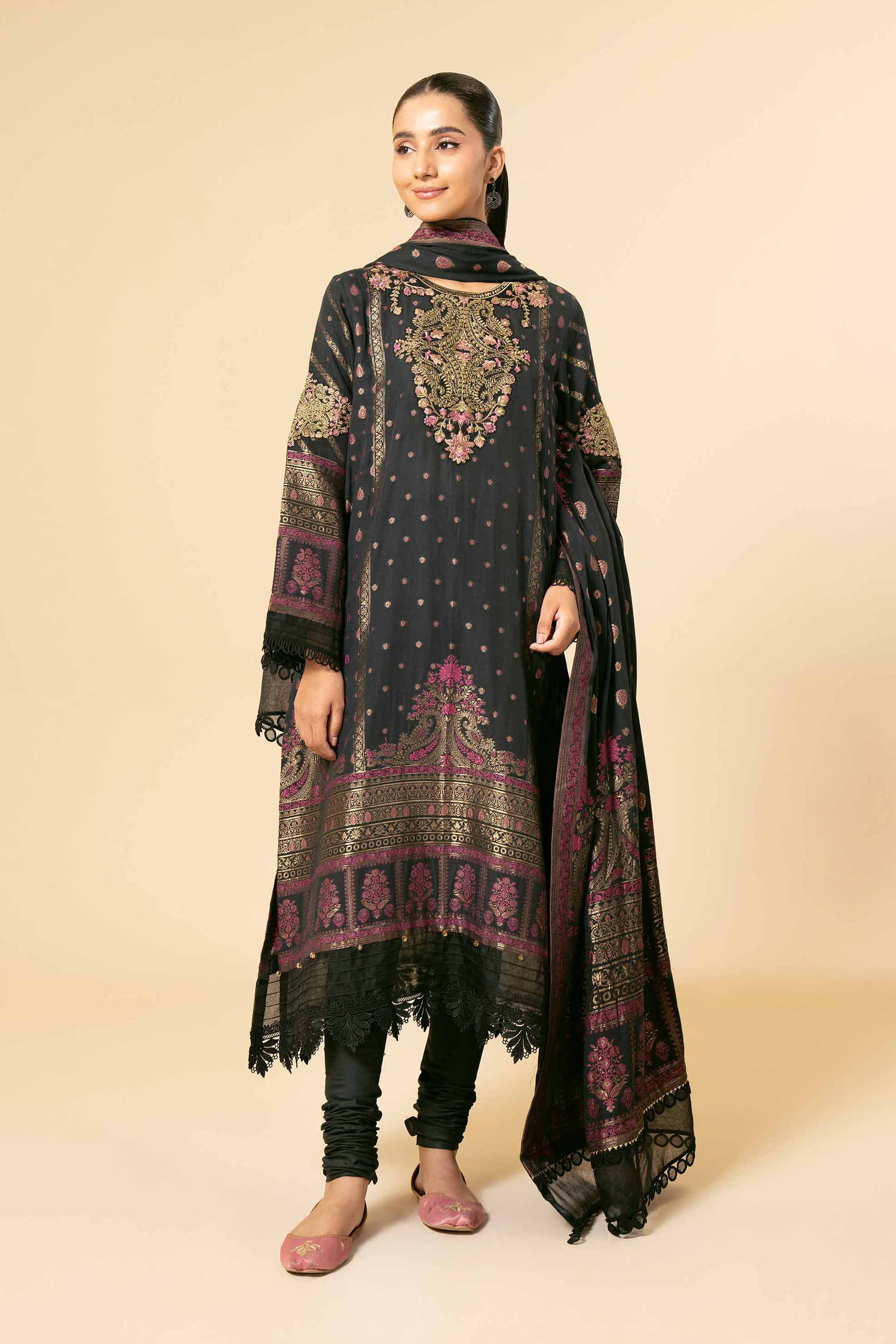 3 Piece - Jacquard Embroidered Suit - 42404353 - Image 2