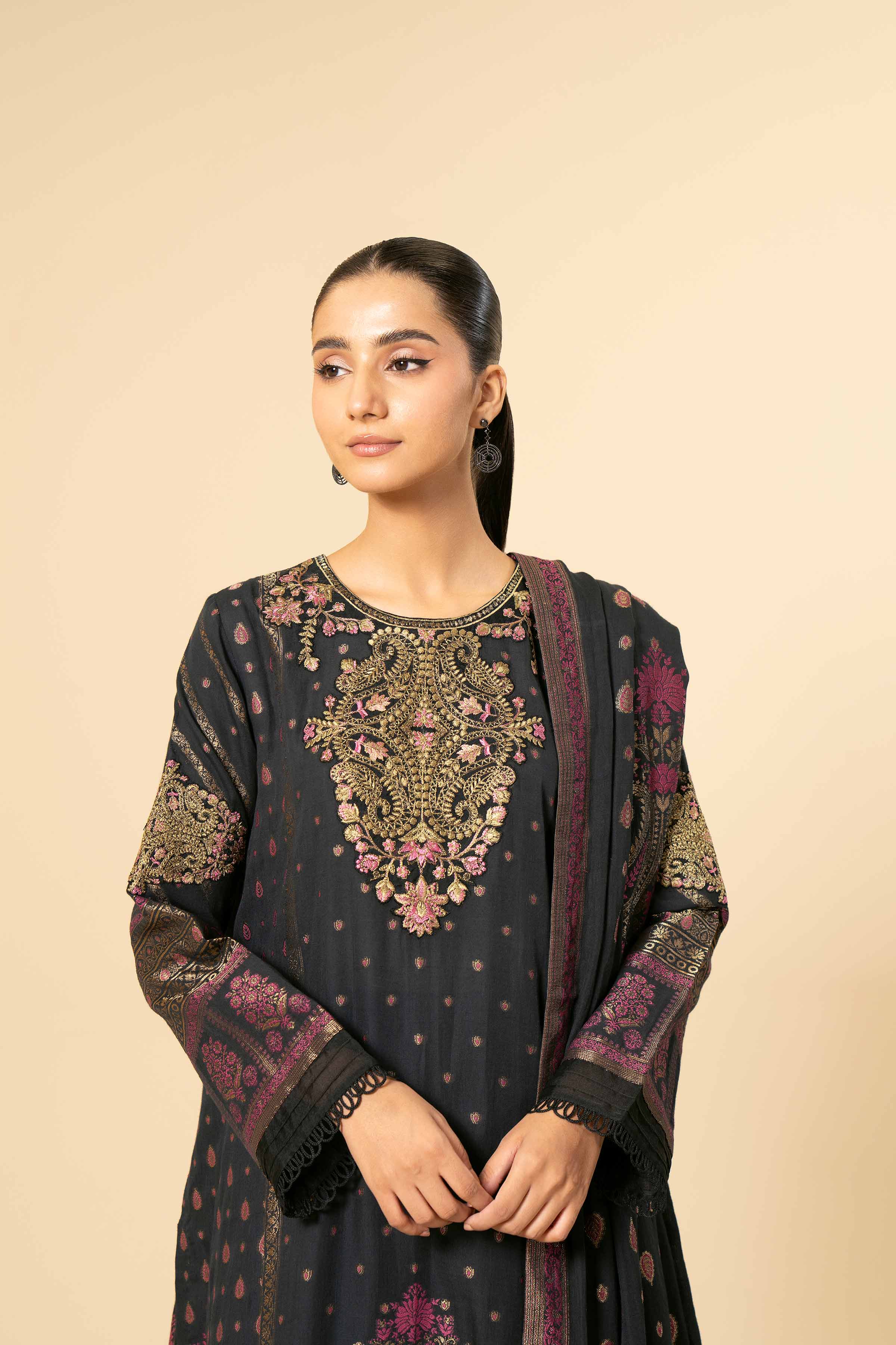3 Piece - Jacquard Embroidered Suit - 42404353 - Image 6