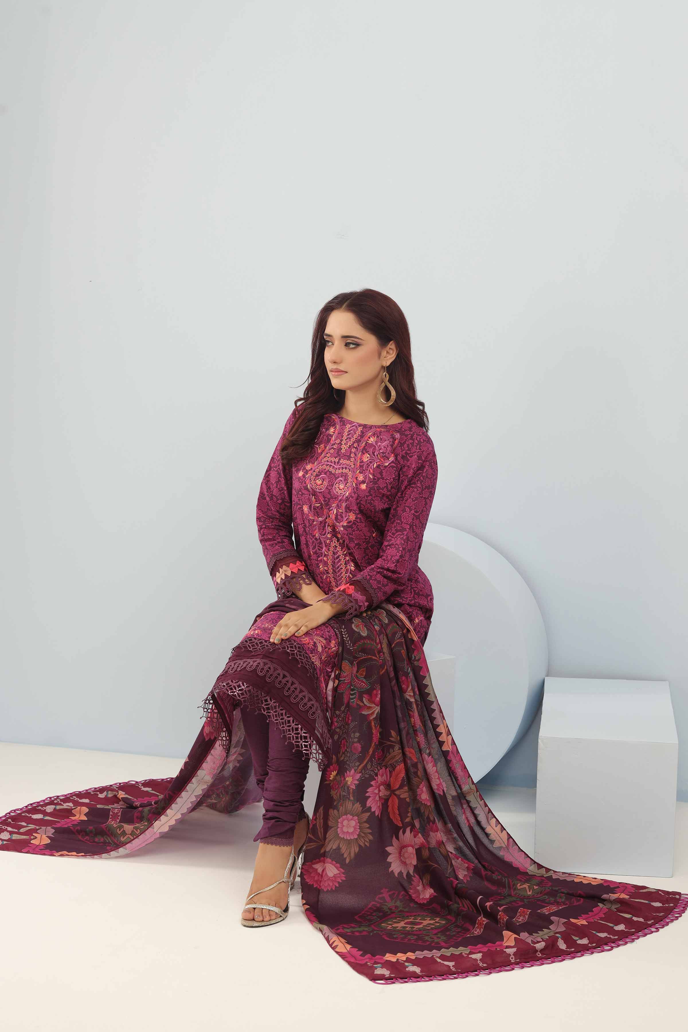 3 Piece - Printed Embroidered Suit - 42404398 - Image 5