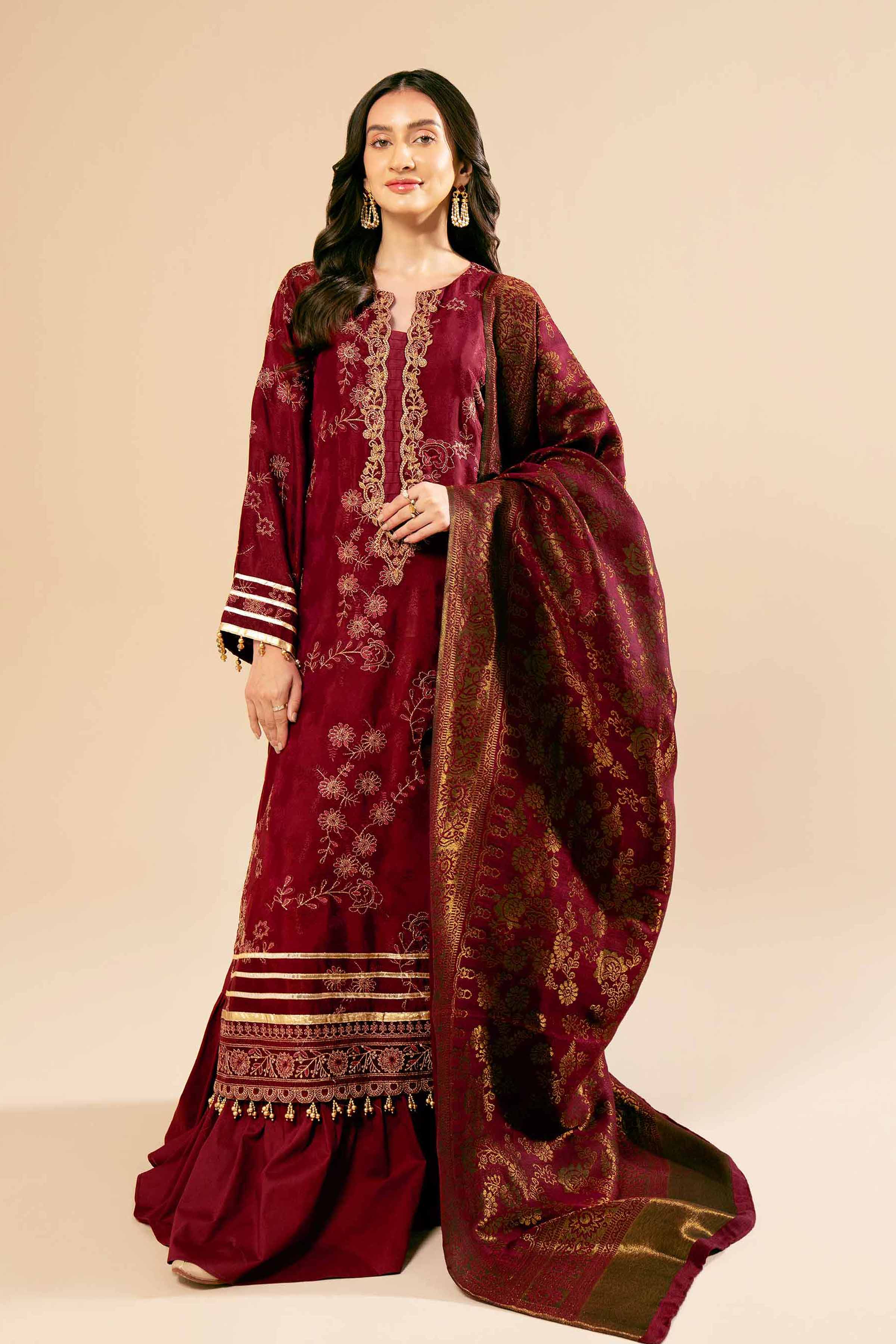 3 Piece - Jacquard Embroidered Suit - 42404619 - Image 2