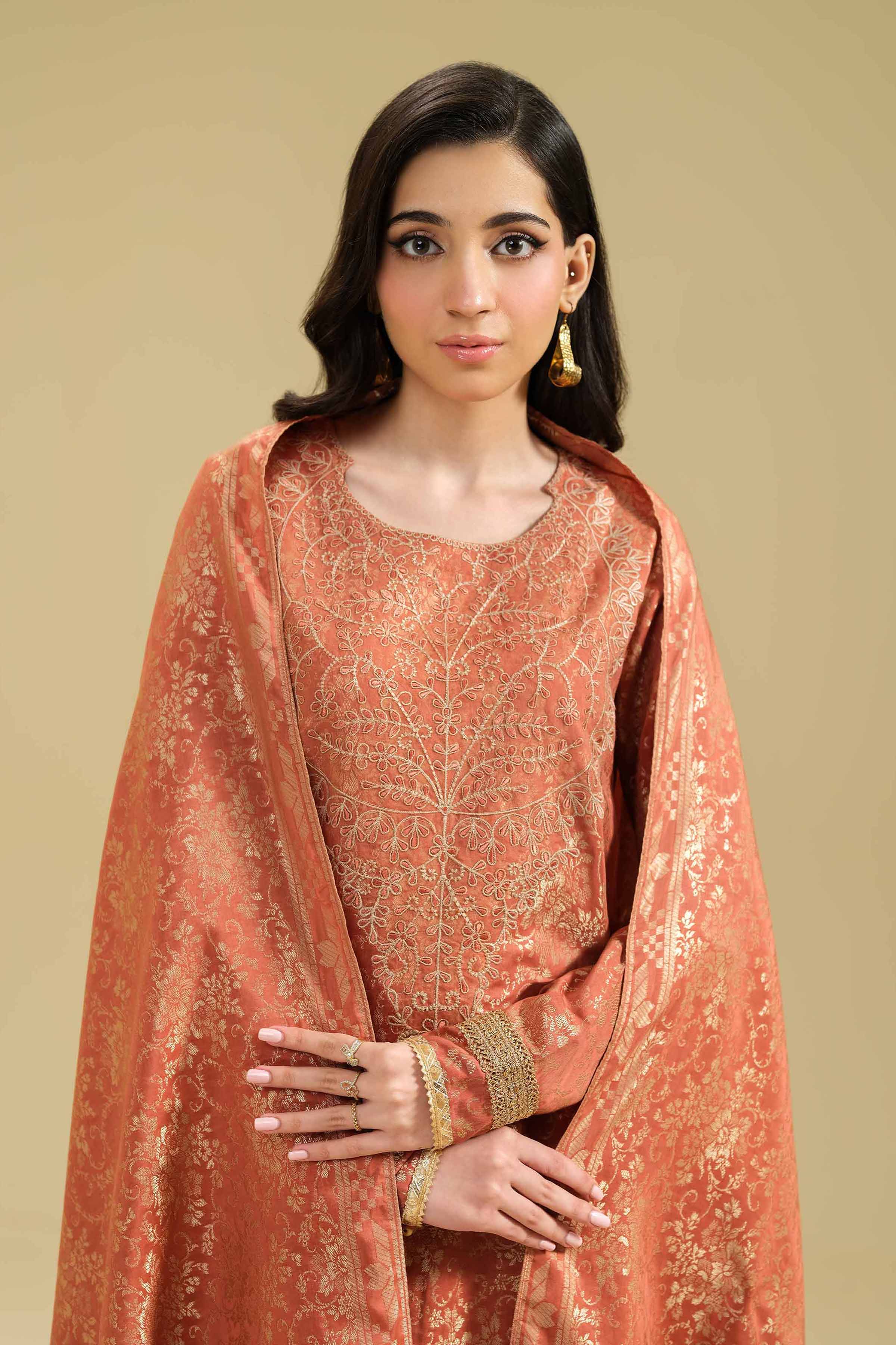 3 Piece - Jacquard Embroidered Suit - 42404735 - Image 3