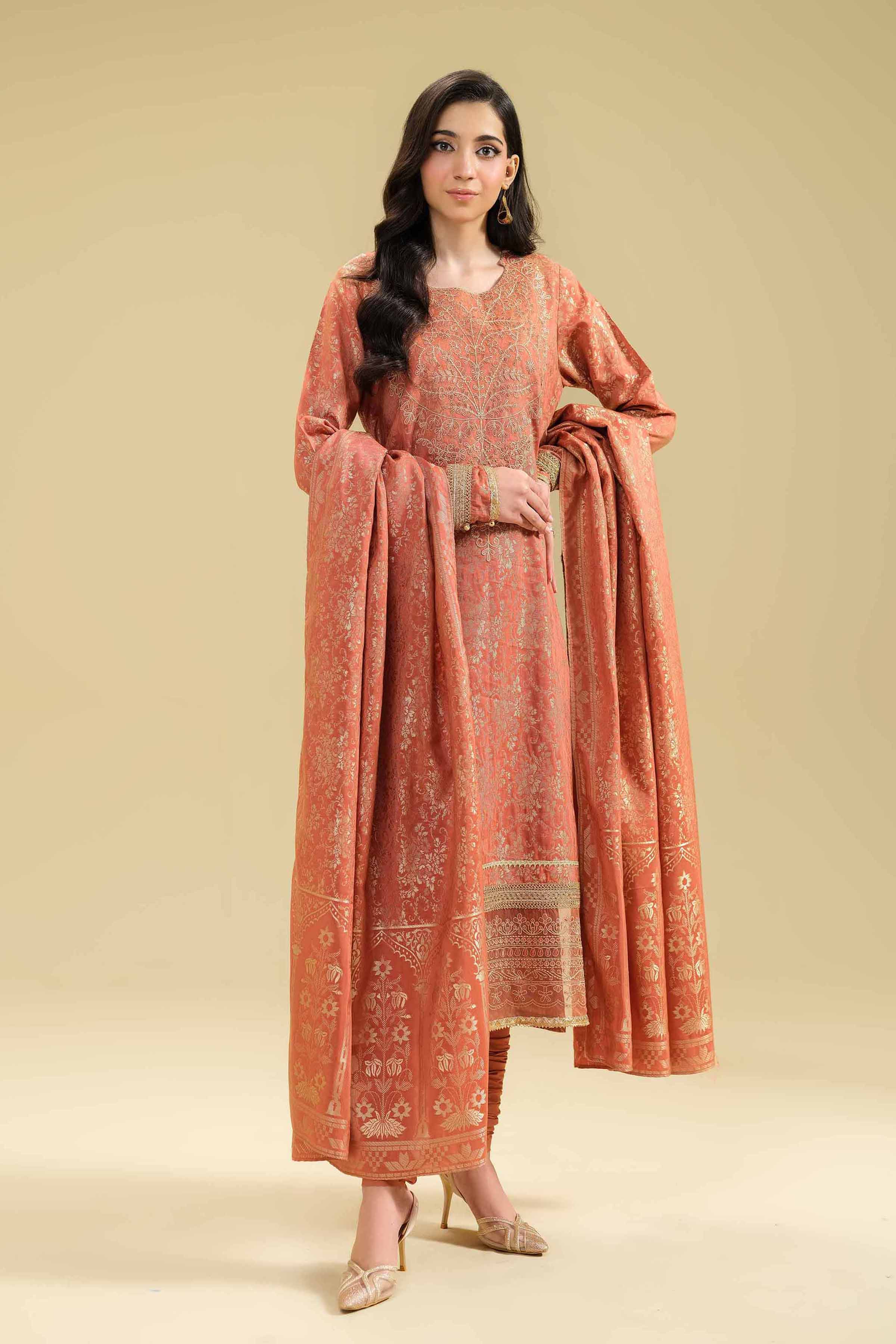 3 Piece - Jacquard Embroidered Suit - 42404735 - Image 4