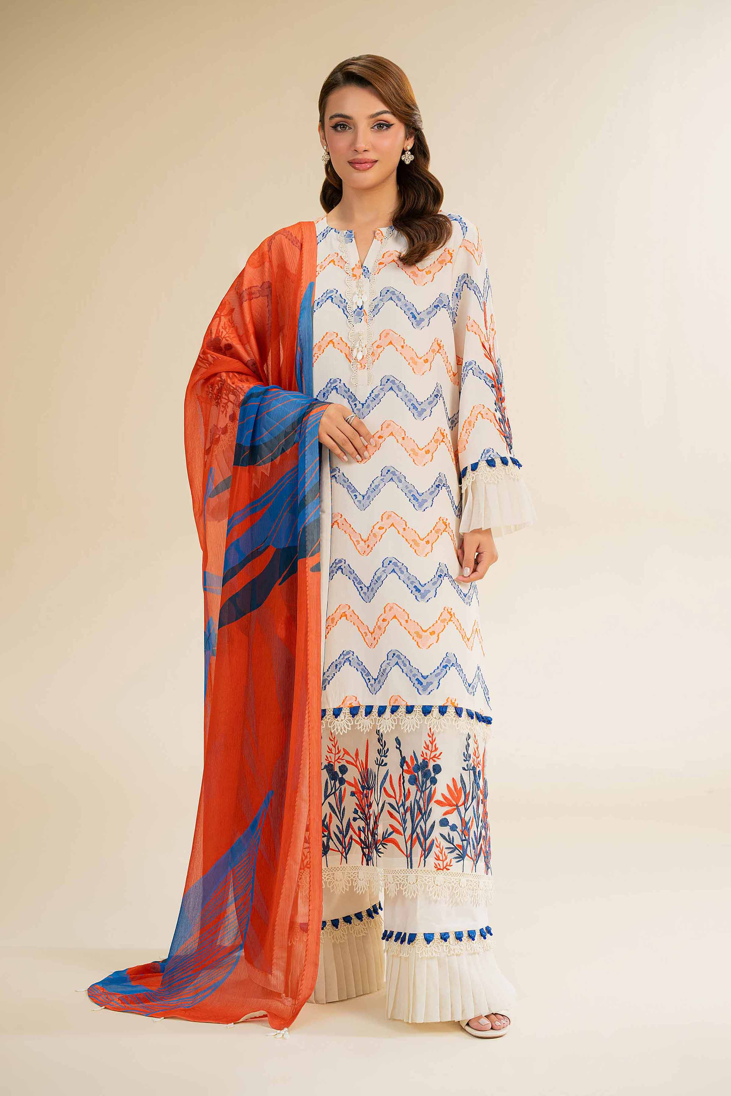 3 Piece - Jacquard Embroidered Suit - 42501093 - Image 4