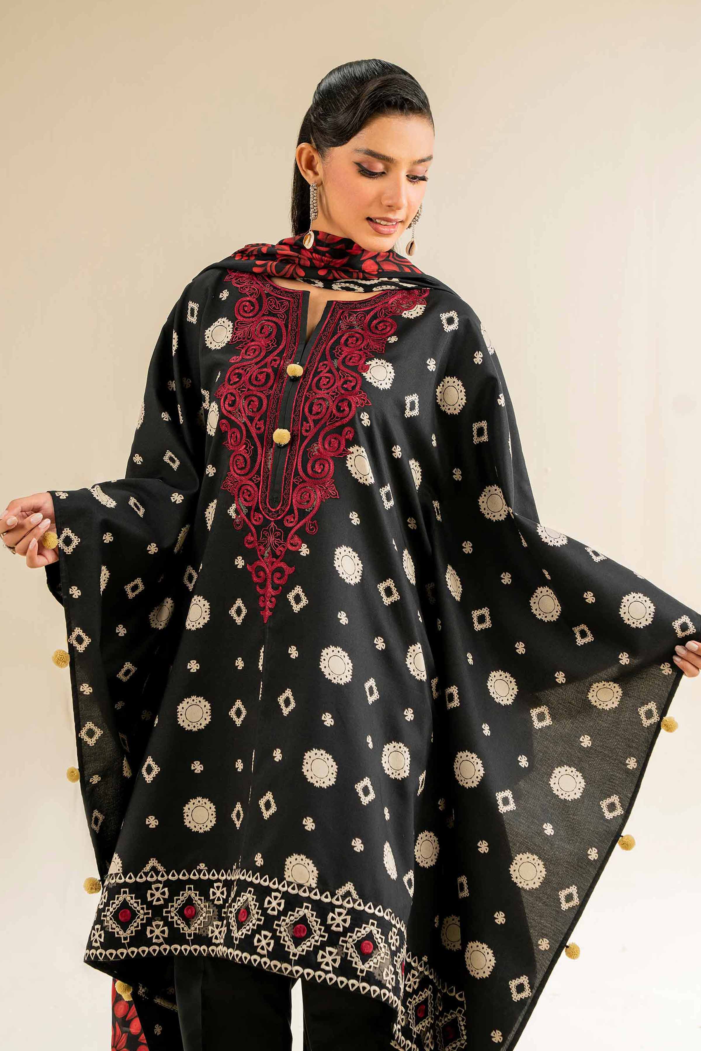 3 Piece - Printed Embroidered Suit - 42501242 - Image 3