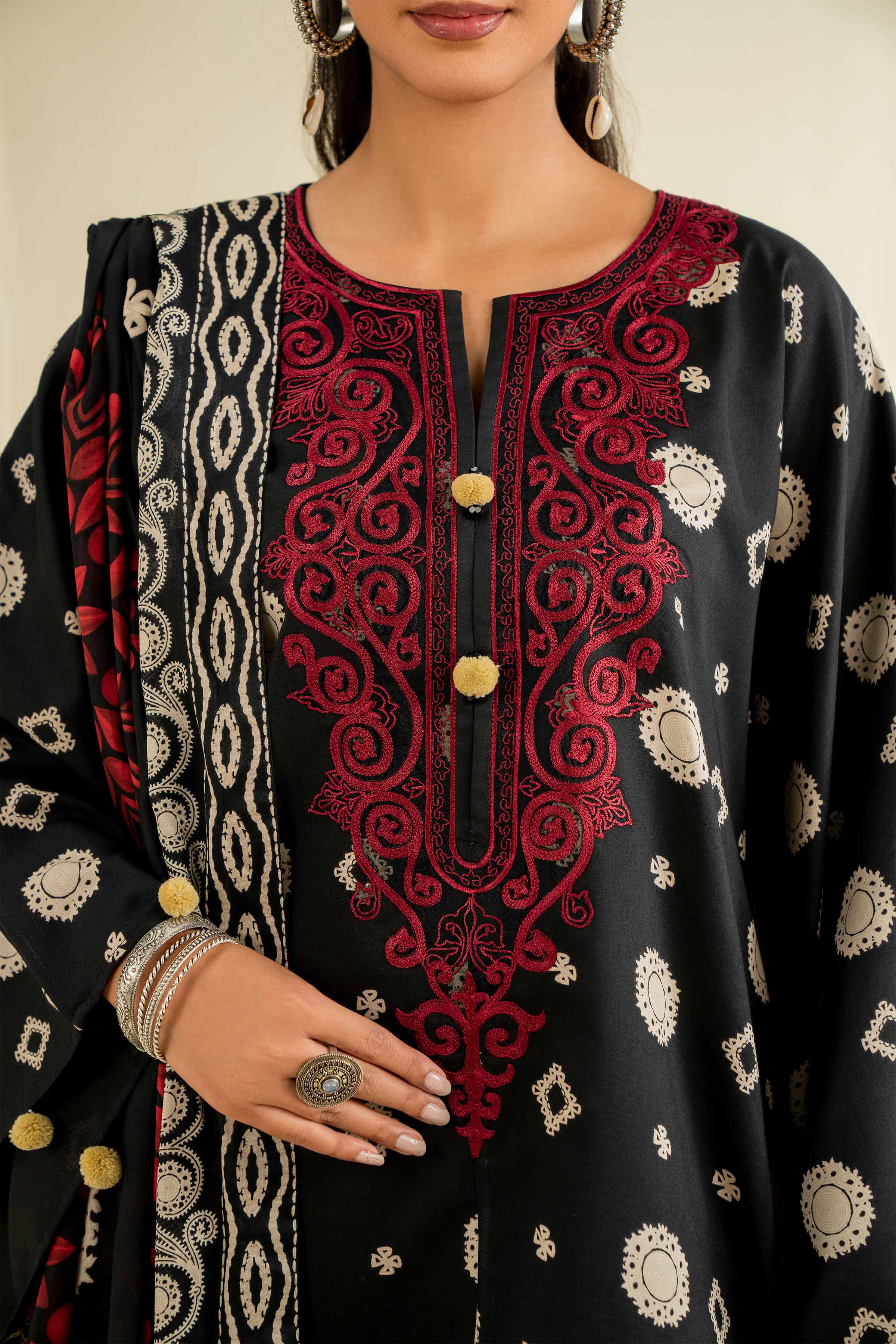 3 Piece - Printed Embroidered Suit - 42501242 - Image 6