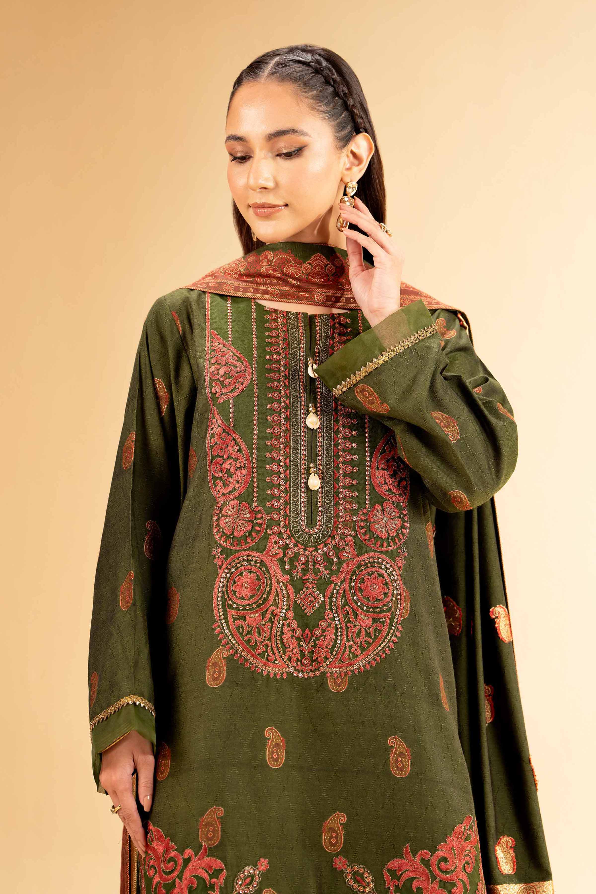 3 Piece - Jacquard Embroidered Suit - 42501404 - Image 3