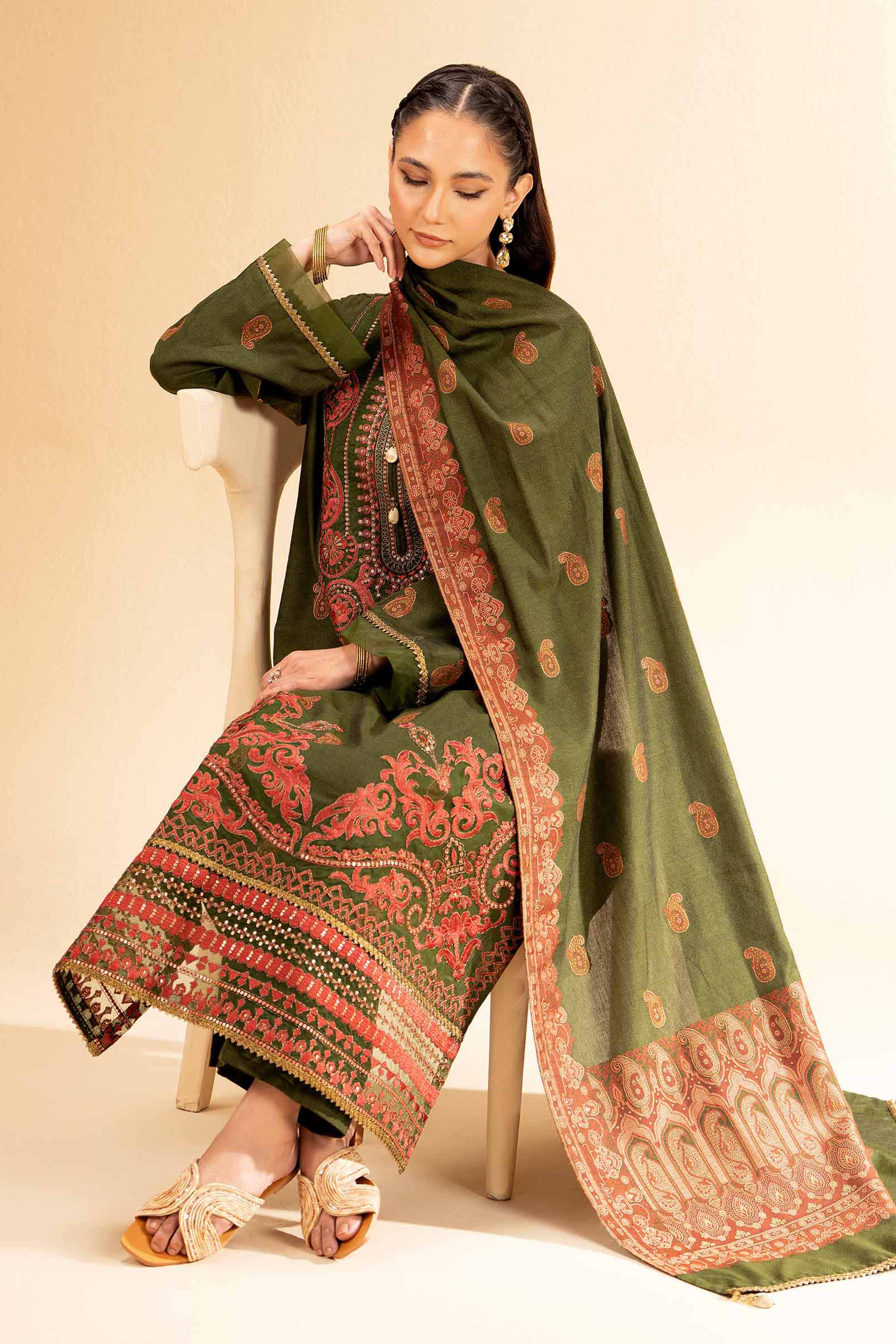 3 Piece - Jacquard Embroidered Suit - 42501404 - Image 4