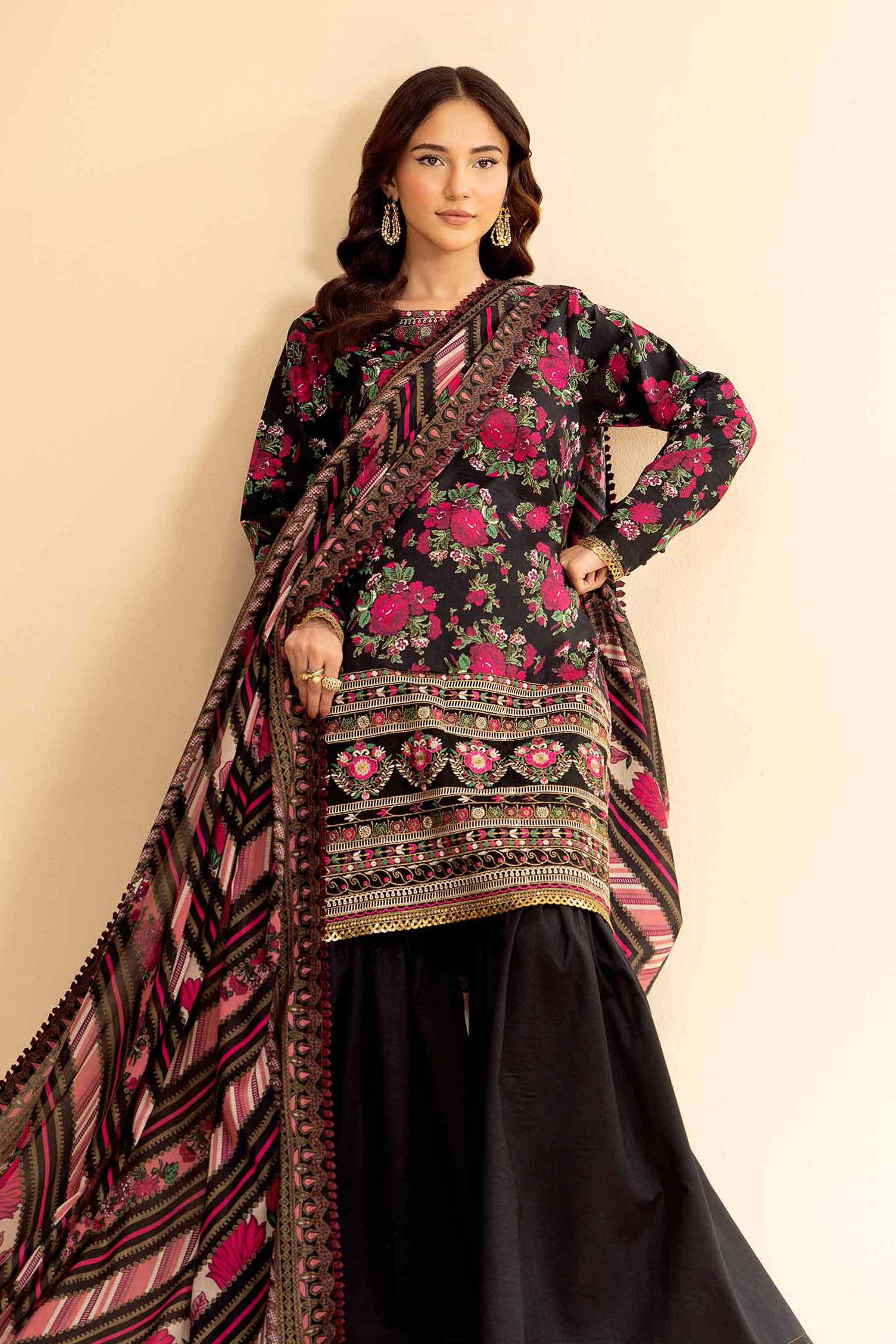 3 Piece - Gold Printed Embroidered Suit - 42501417 - Image 3