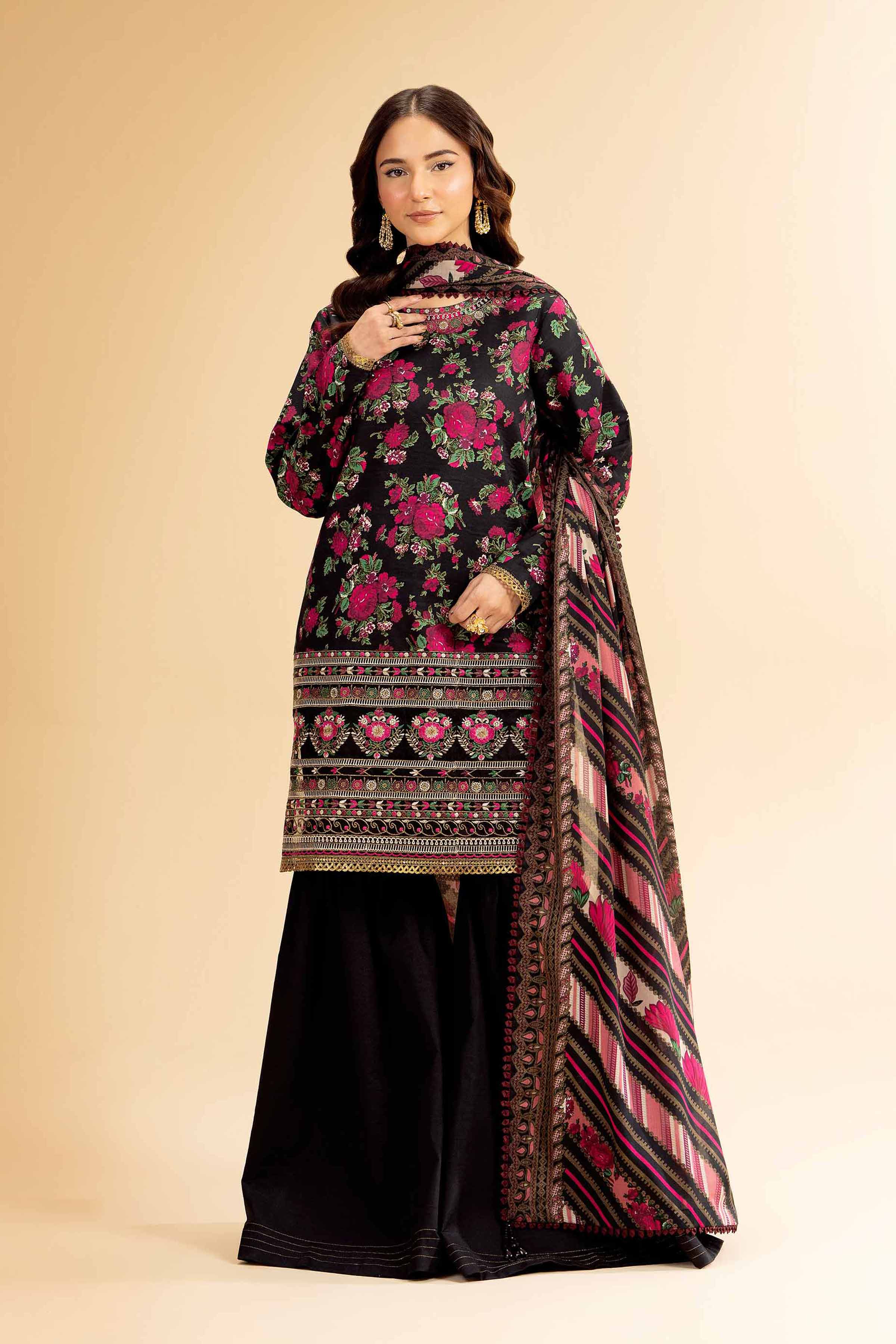 3 Piece - Gold Printed Embroidered Suit - 42501417 - Image 4