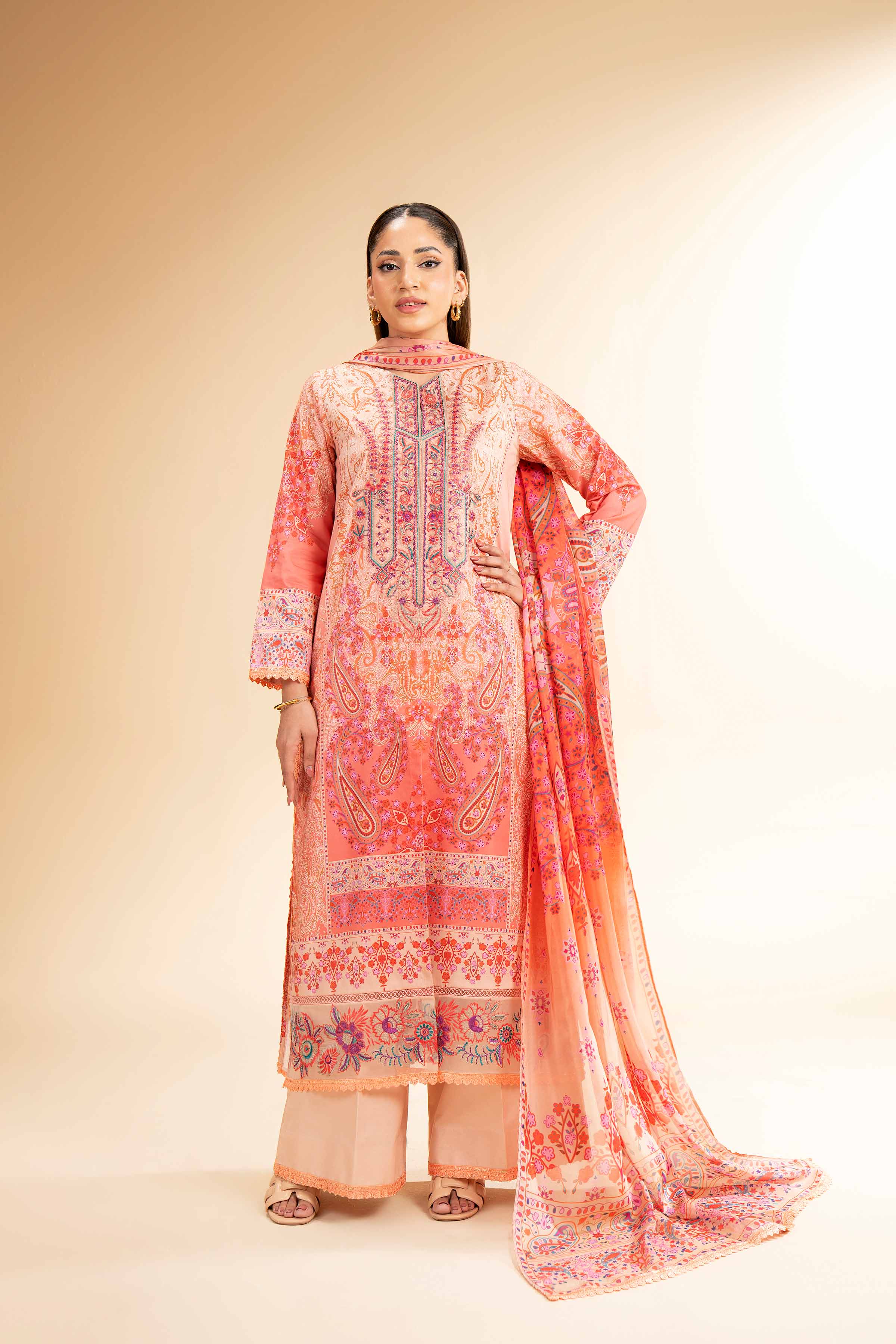 3 Piece - Digital Printed Embroidered Suit - 42501485 - Image 4