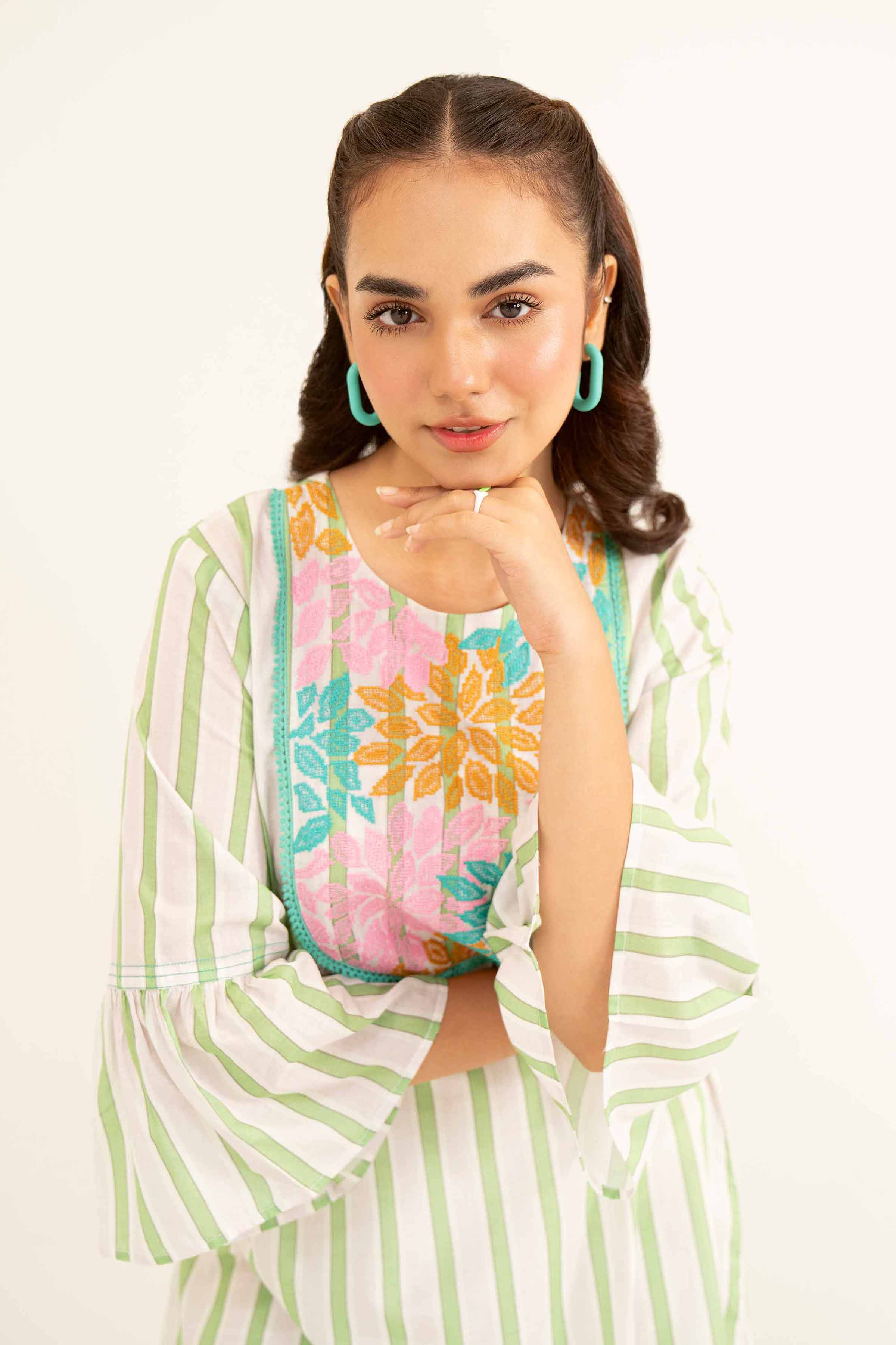 Printed Embroidered Dress- AS24-94 - Image 2