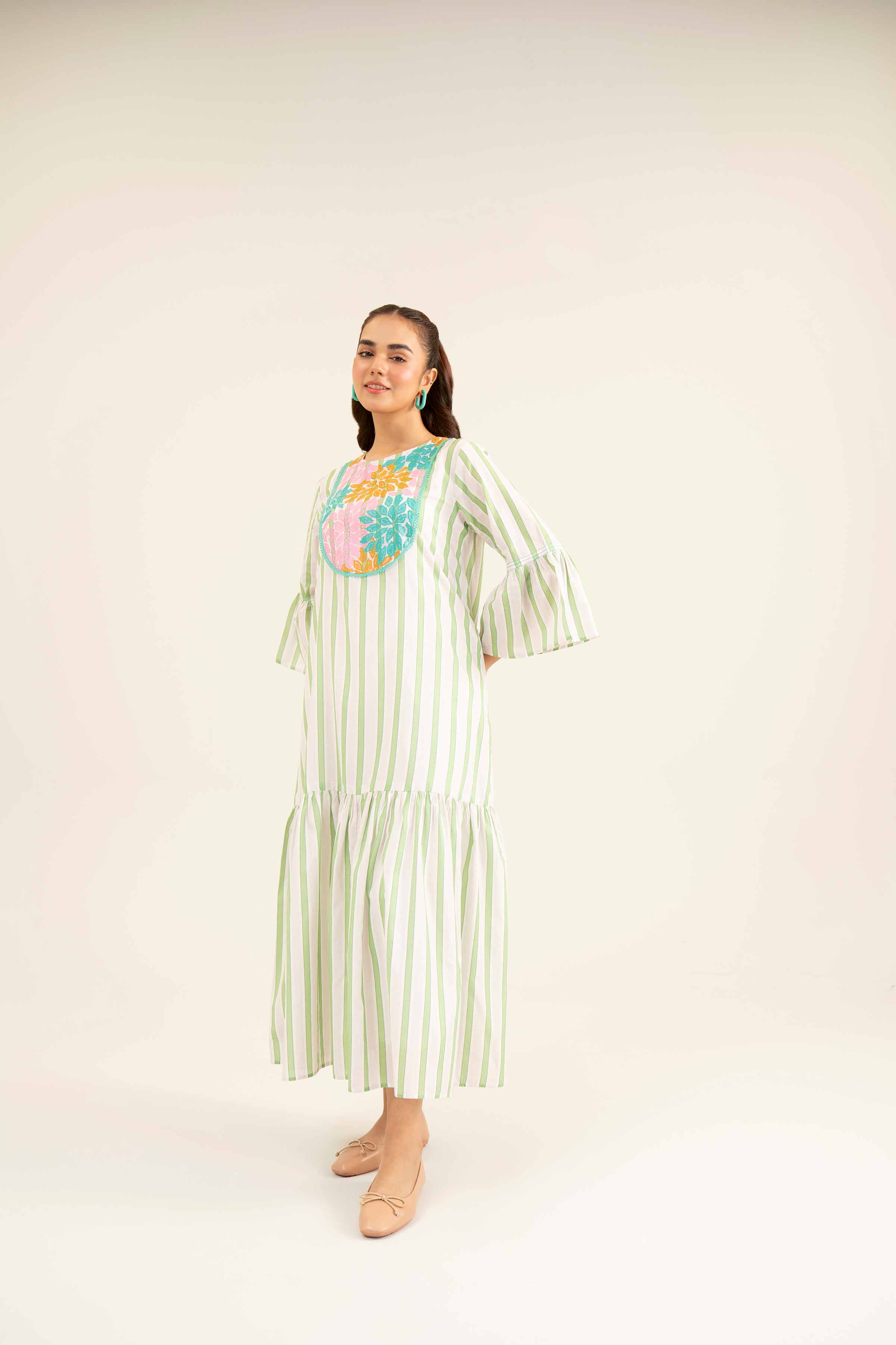 Printed Embroidered Dress- AS24-94 - Image 4