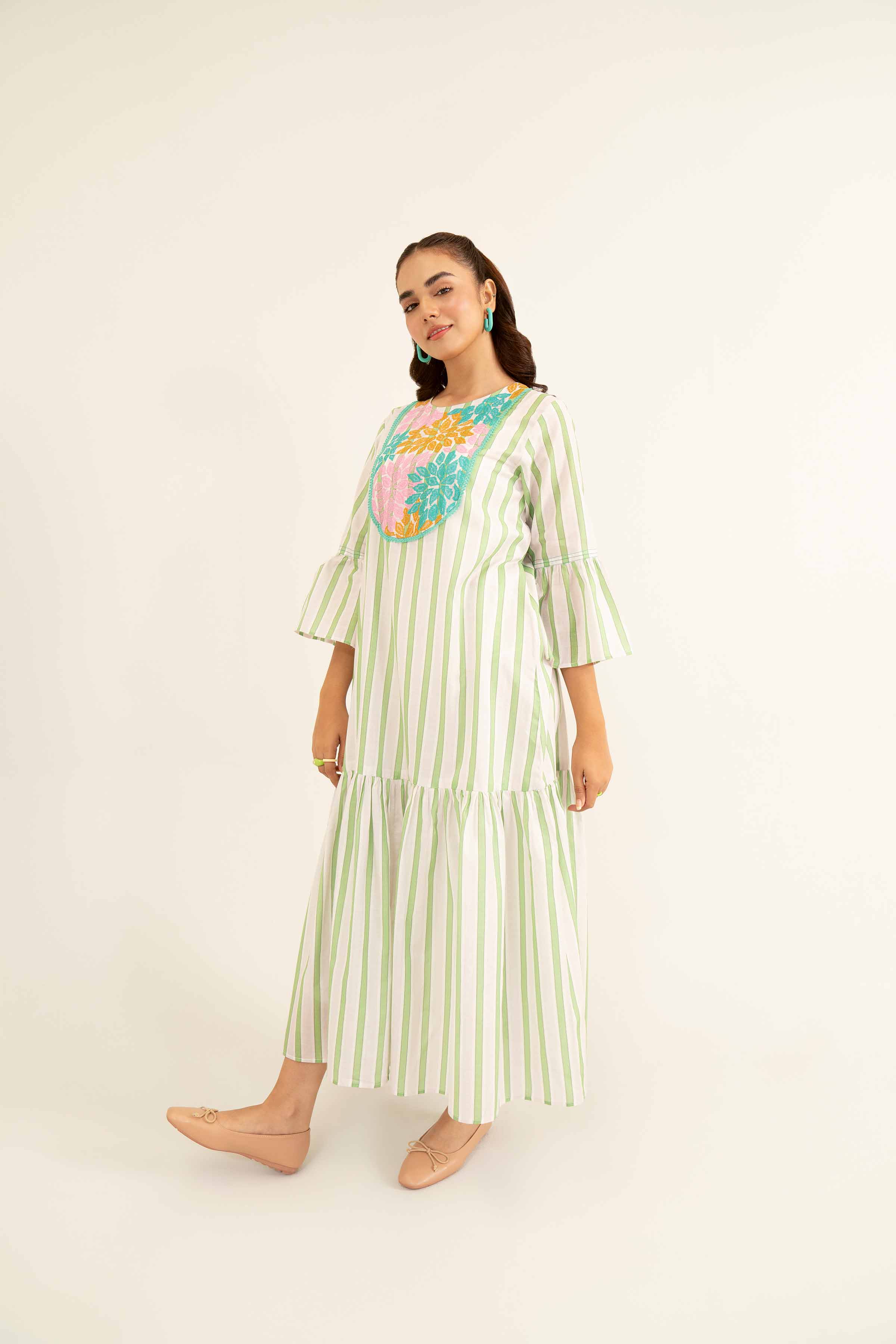 Printed Embroidered Dress- AS24-94 - Image 5