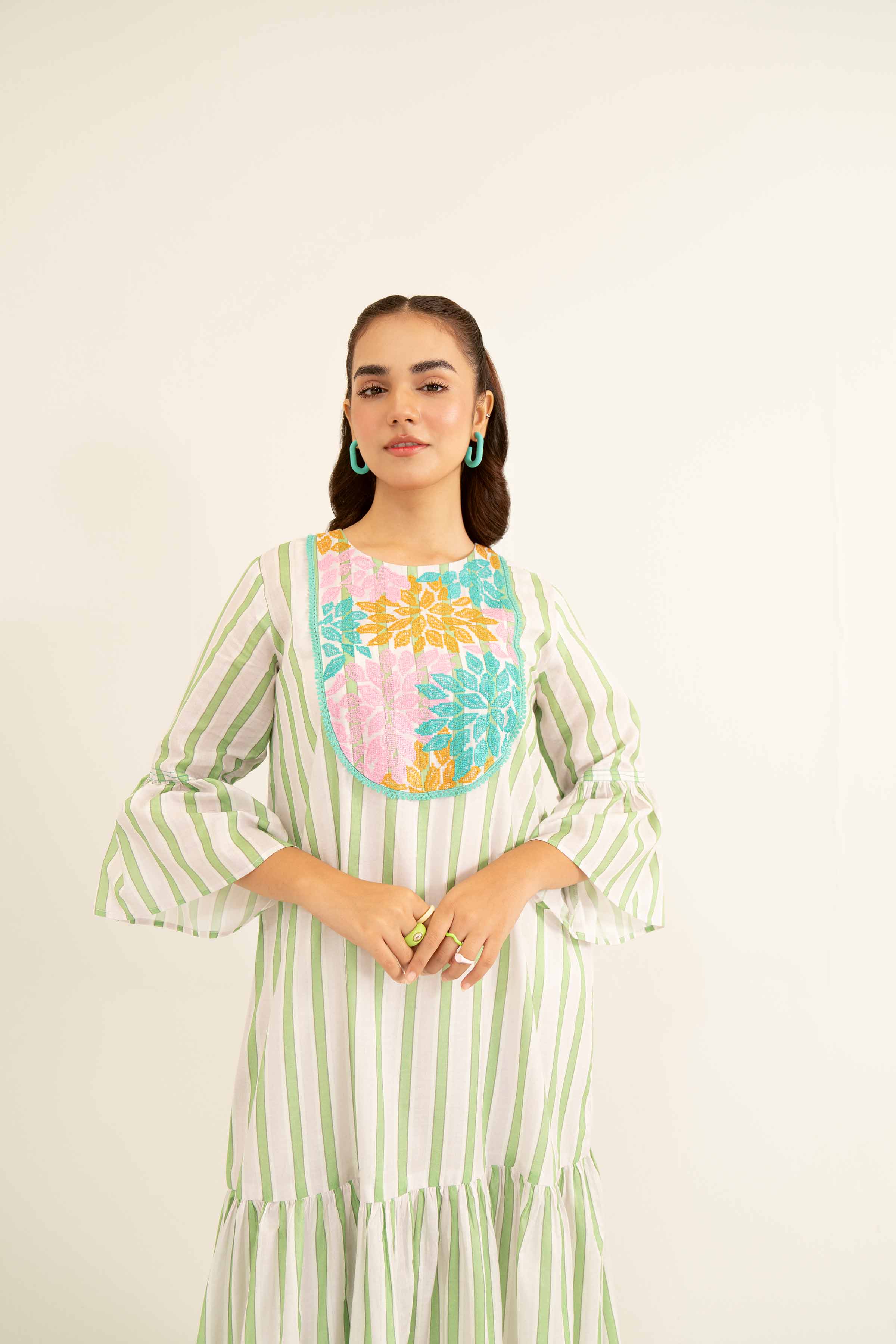 Printed Embroidered Dress- AS24-94 - Image 6