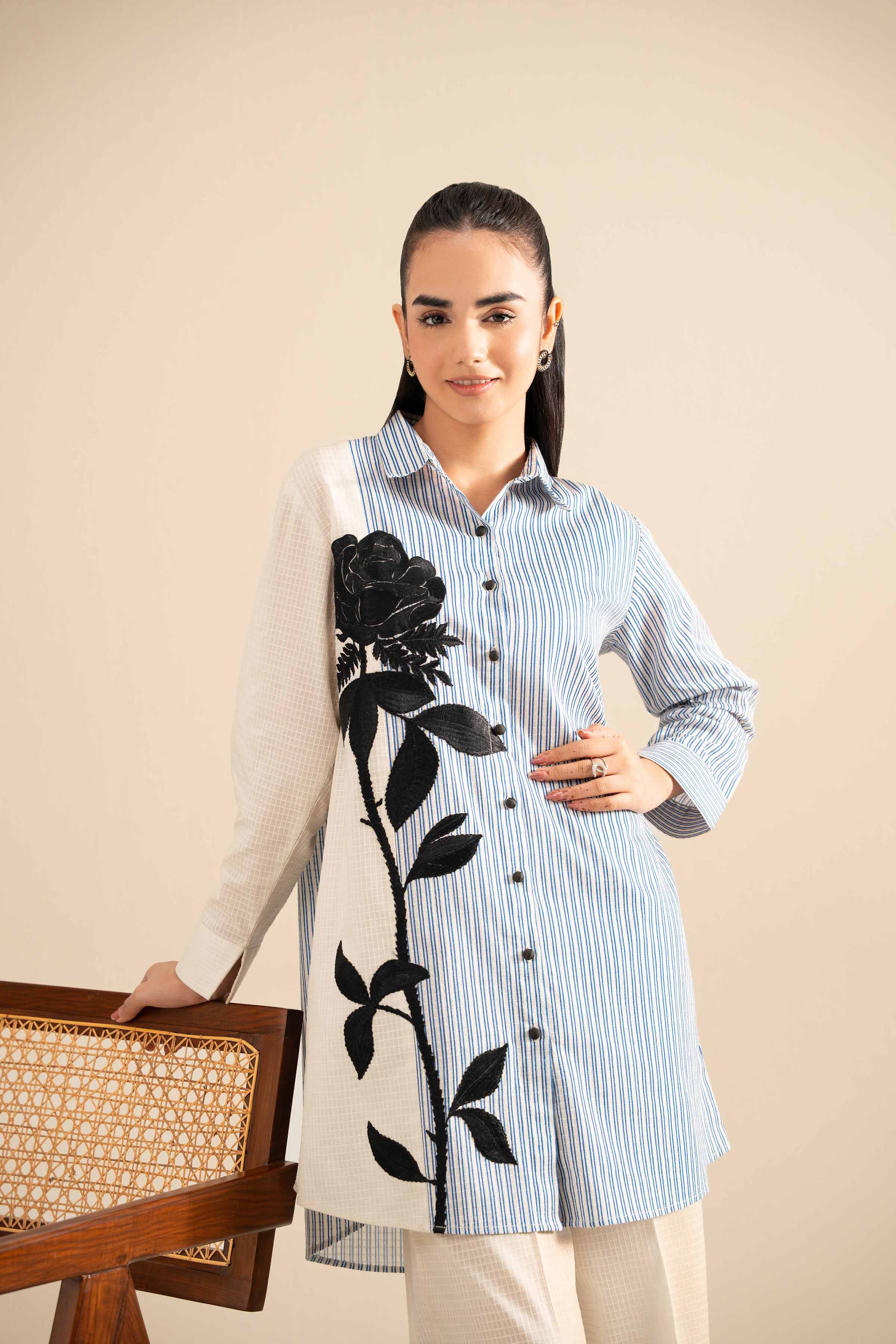 2 Piece - Printed Embroidered Suit - FE25-102 - Image 5
