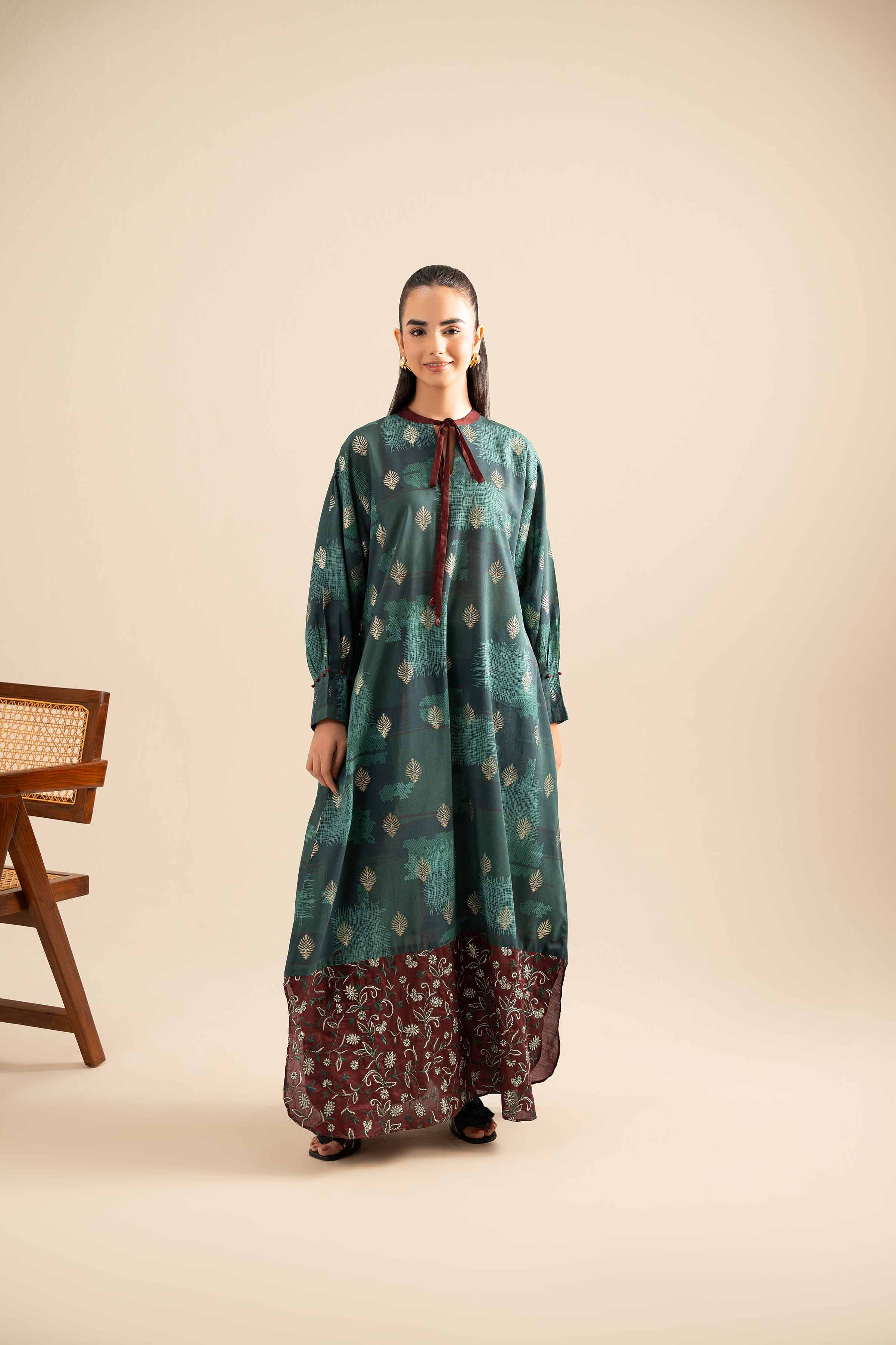Printed Embroidered Dress - FE25-113 - Image 4