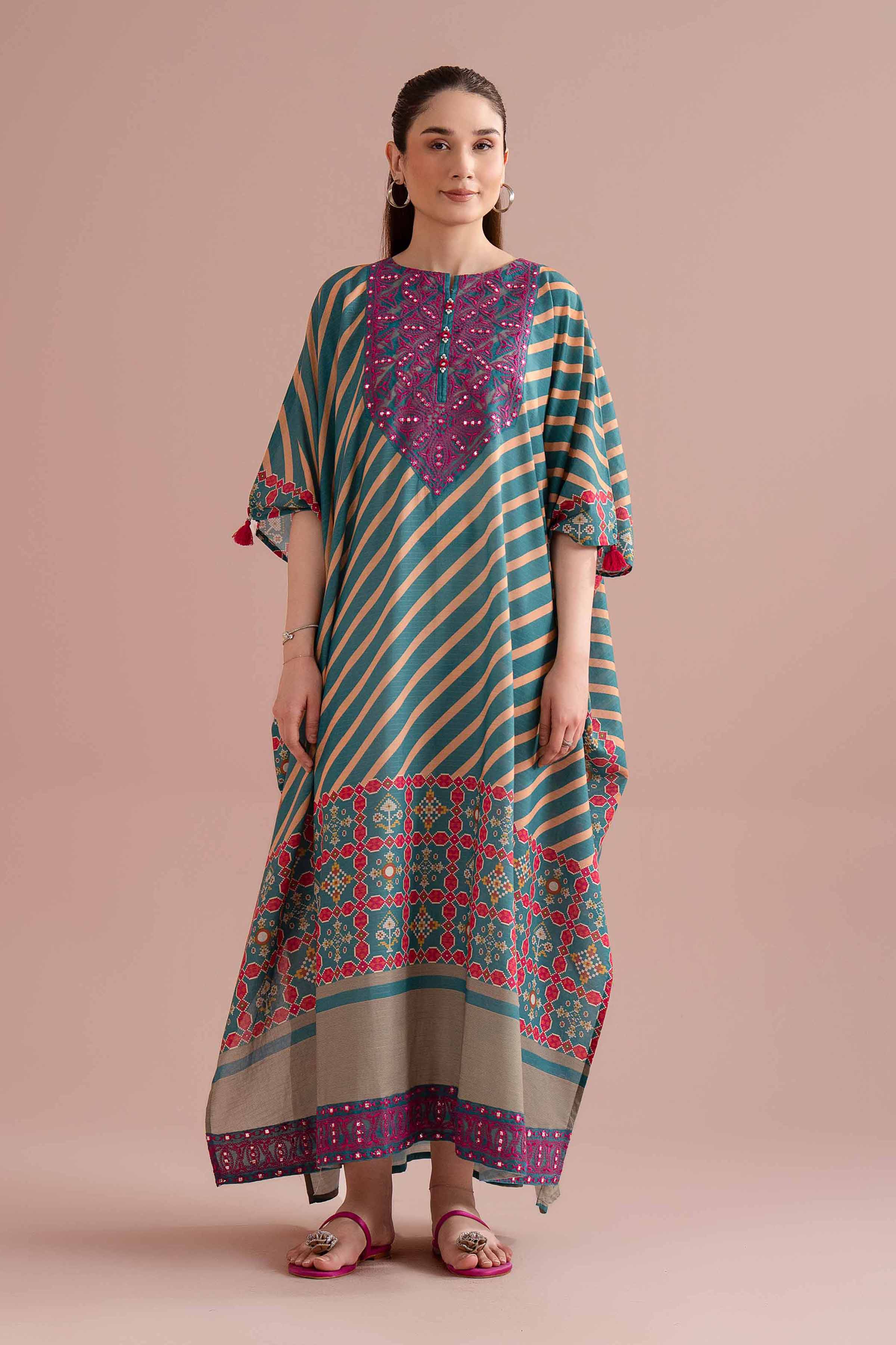 Printed Embroidered Kaftan - FE26-51 - Image 3
