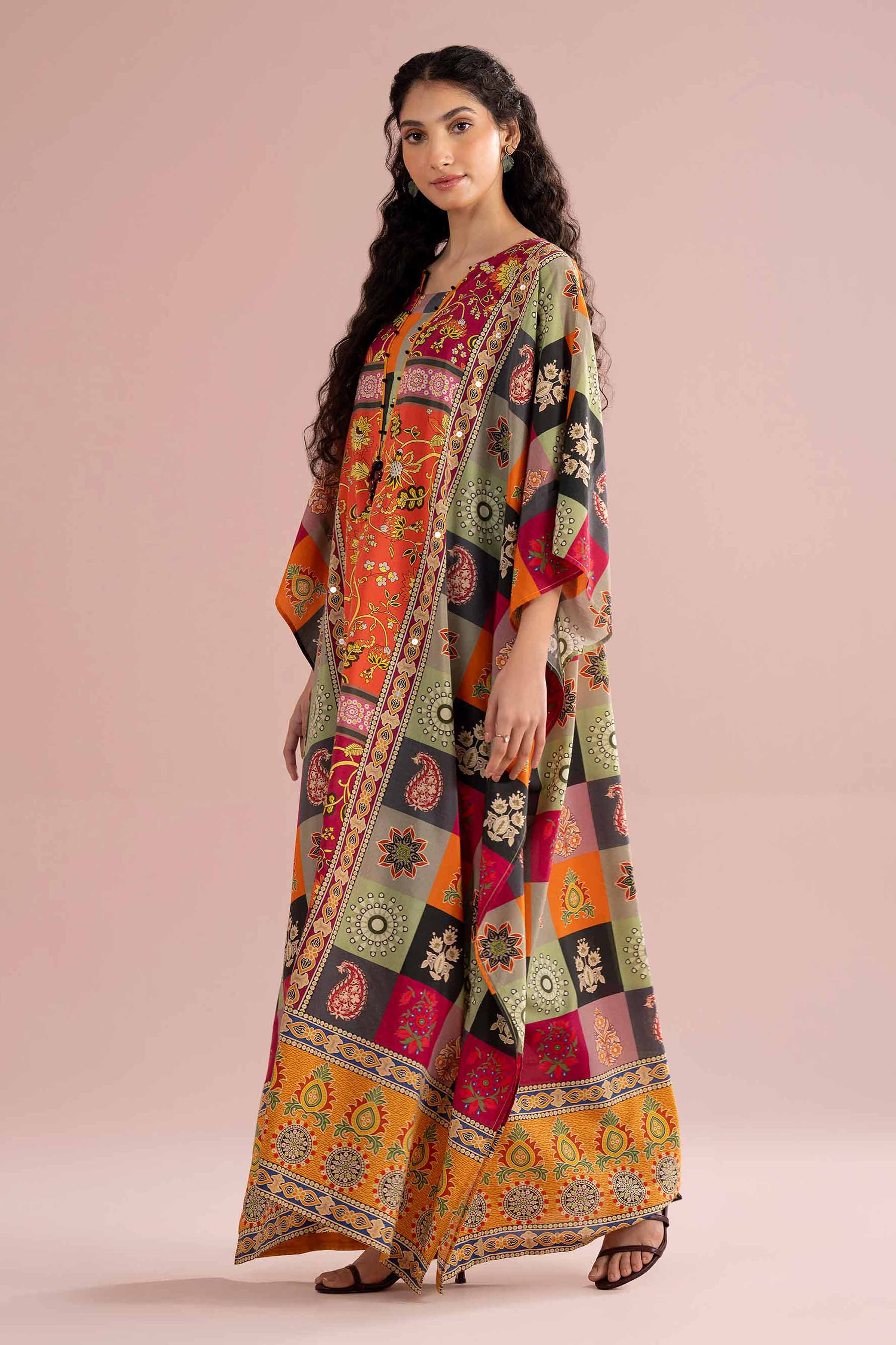 Printed Embroidered Kaftan - FE26-65