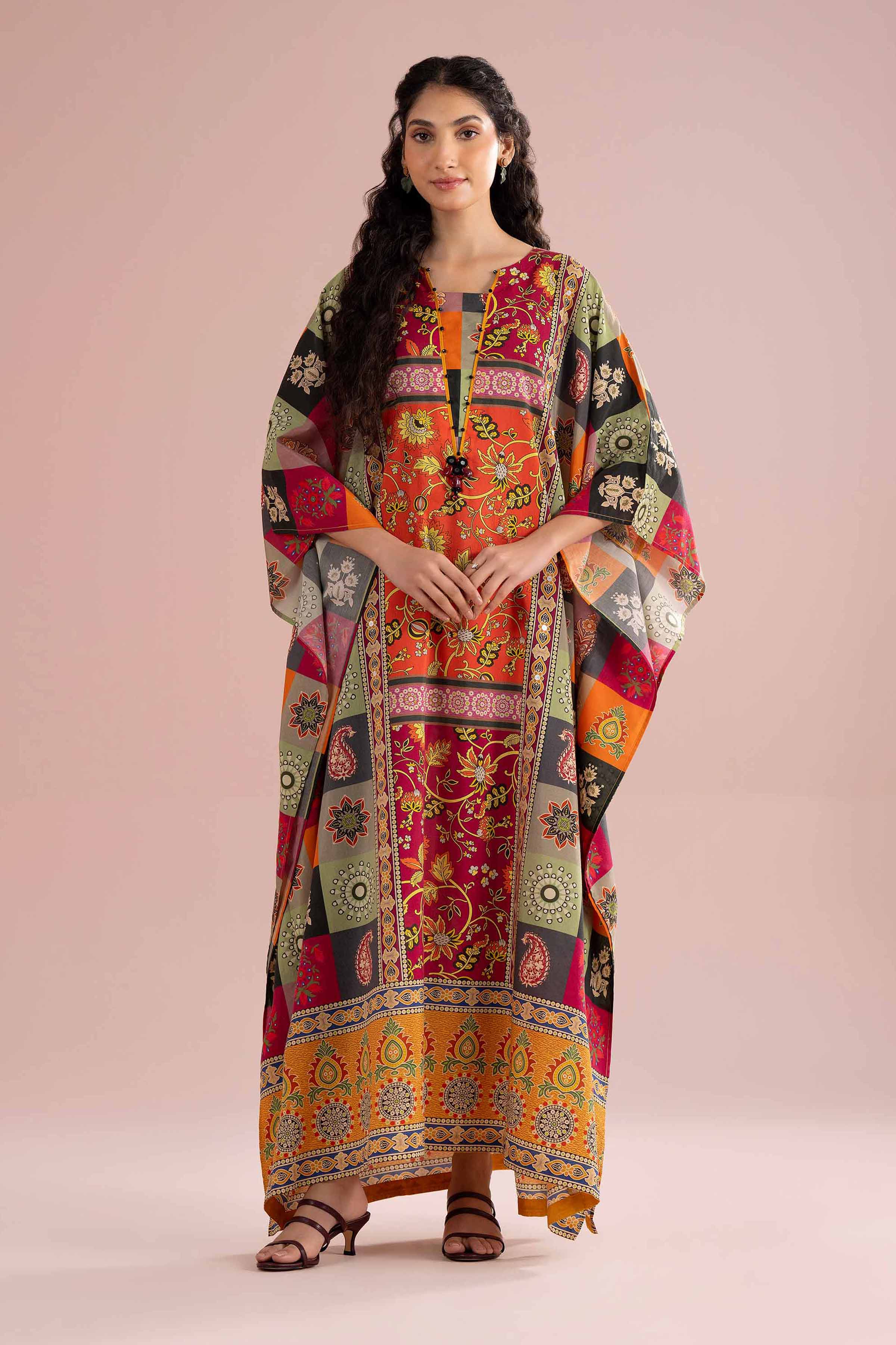 Printed Embroidered Kaftan - FE26-65 - Image 3