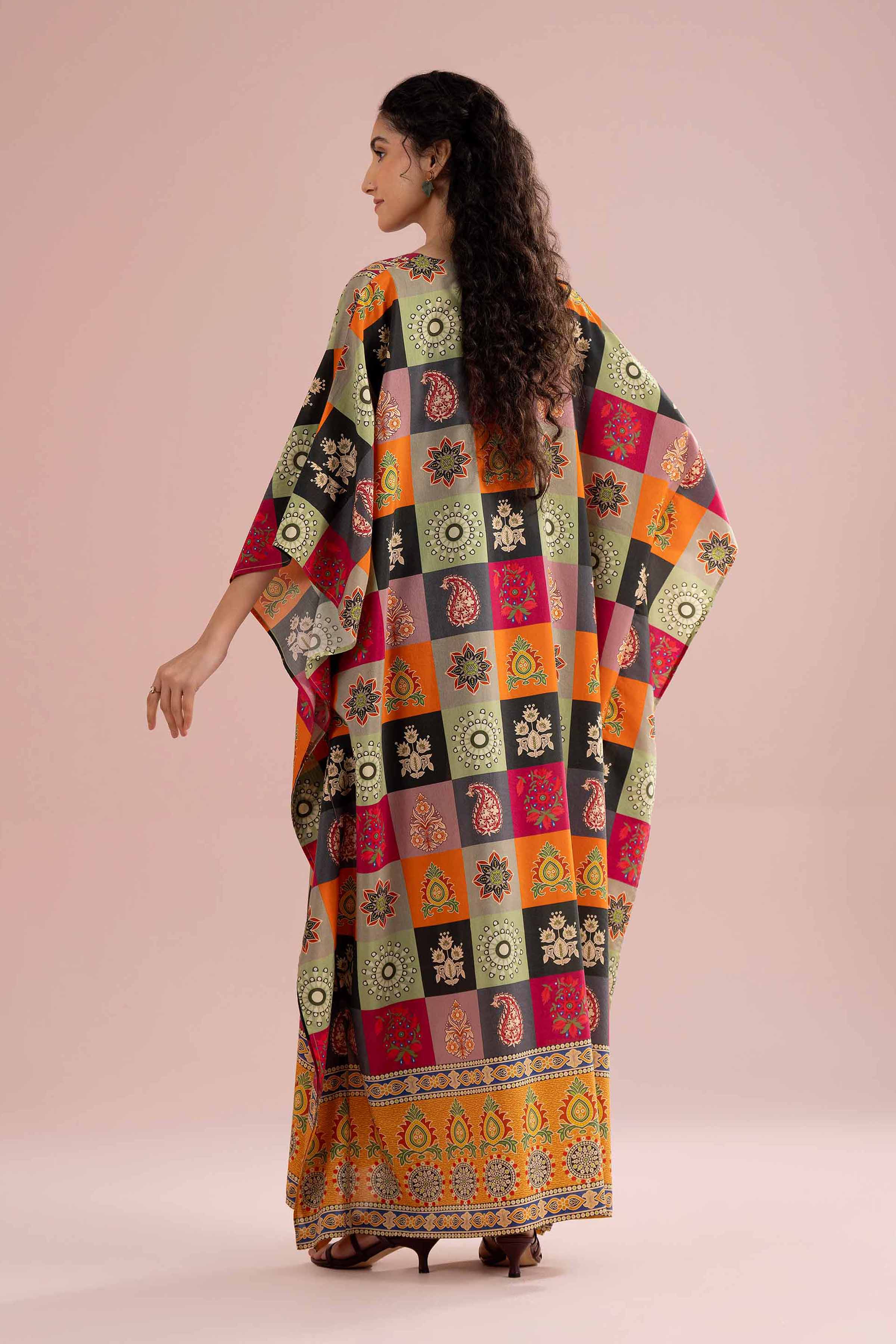 Printed Embroidered Kaftan - FE26-65 - Image 4