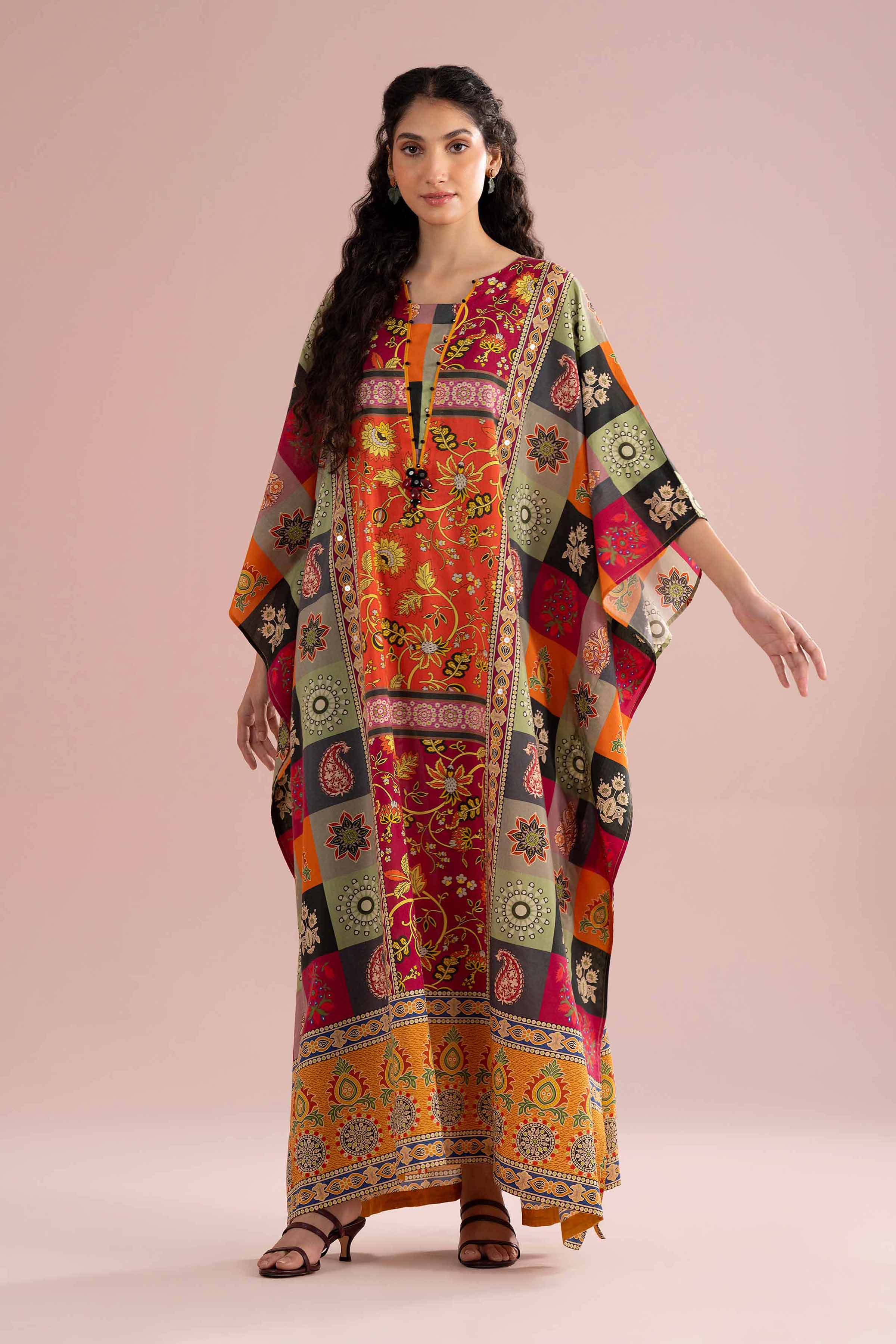 Printed Embroidered Kaftan - FE26-65 - Image 7