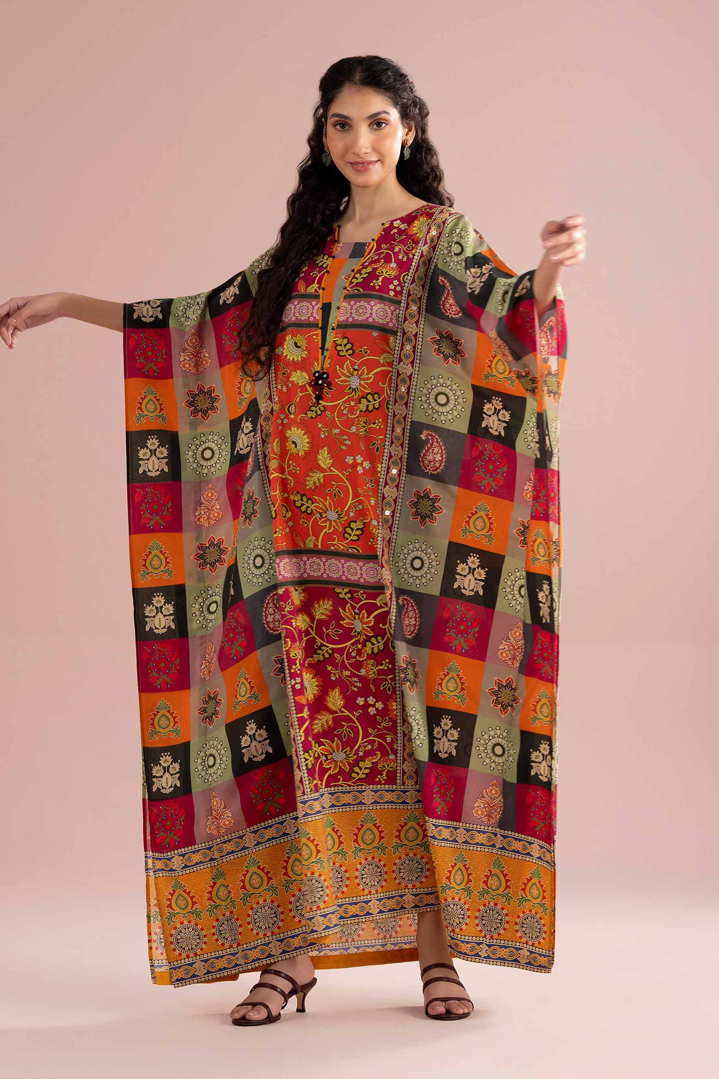 Printed Embroidered Kaftan - FE26-65 - Image 8