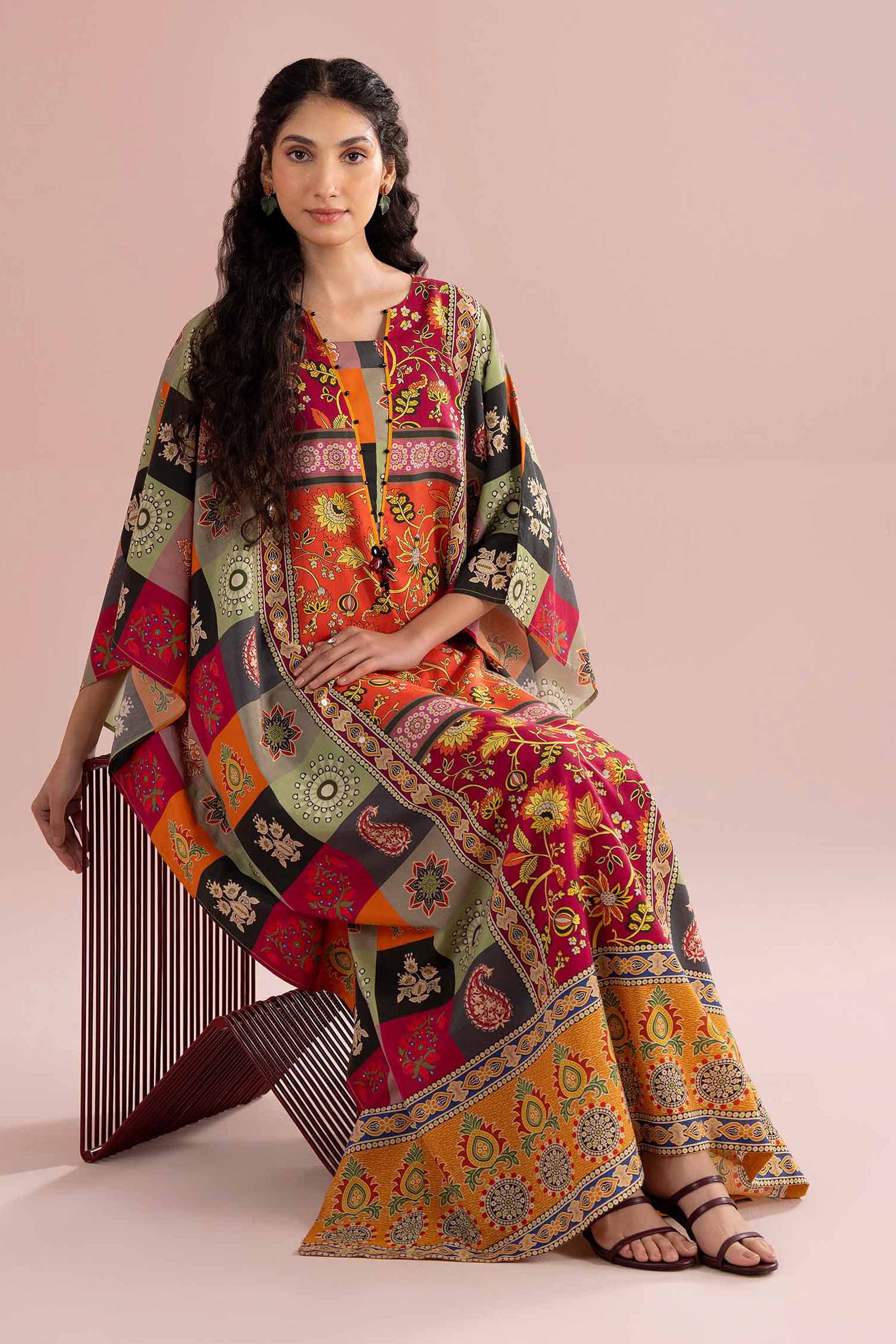 Printed Embroidered Kaftan - FE26-65 - Image 9