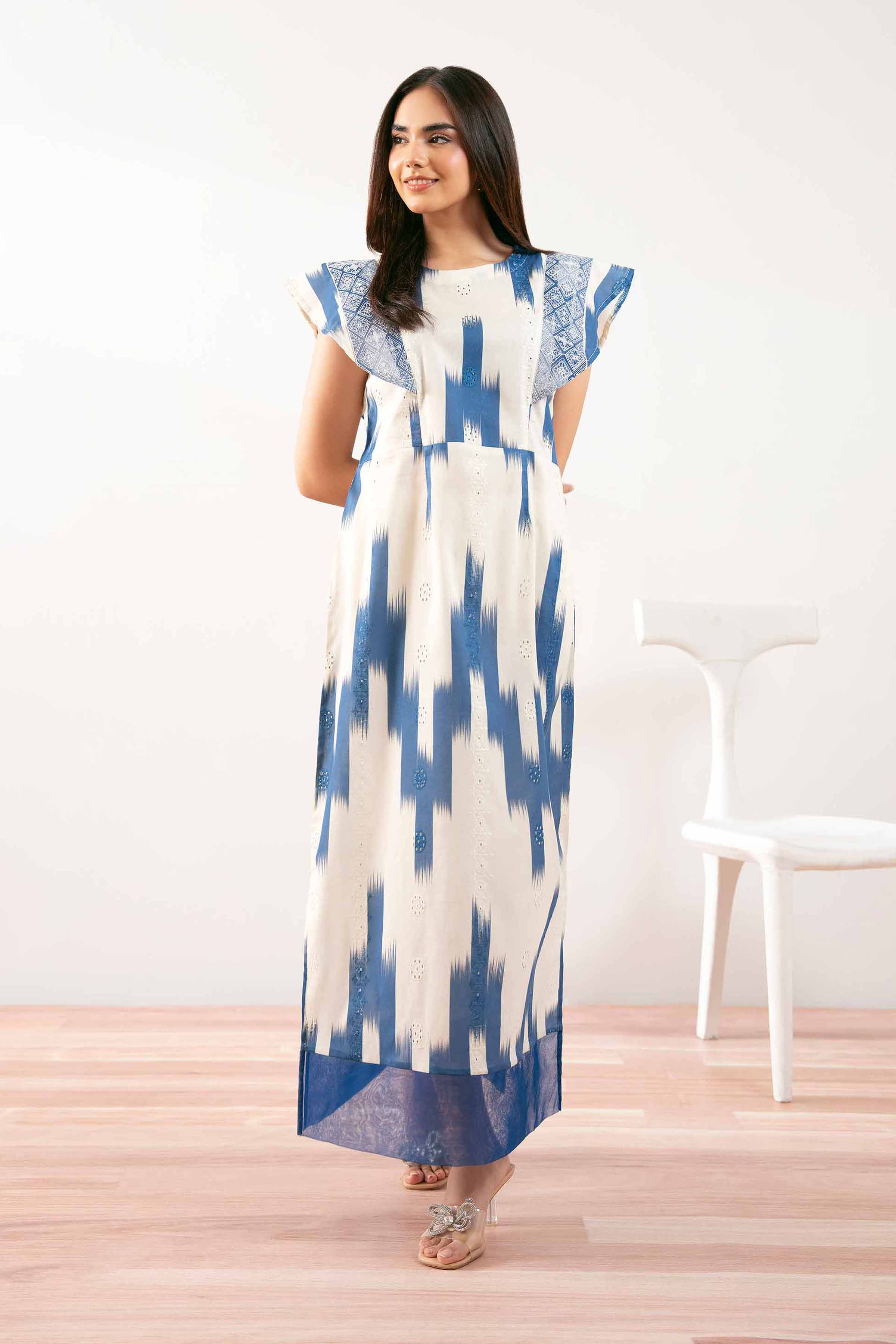 Printed Embroidered Dress - FS25-30 - Image 2