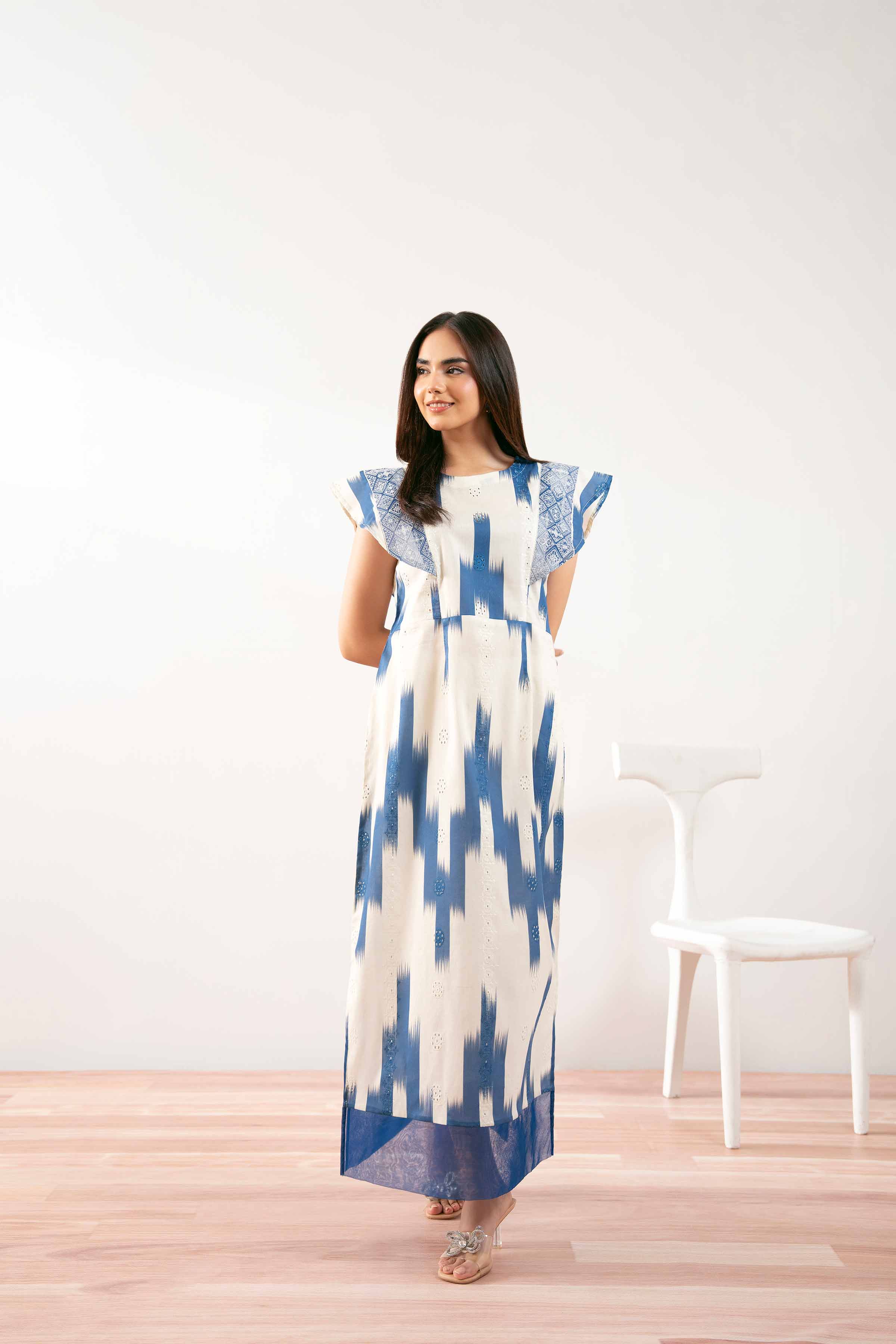 Printed Embroidered Dress - FS25-30 - Image 3