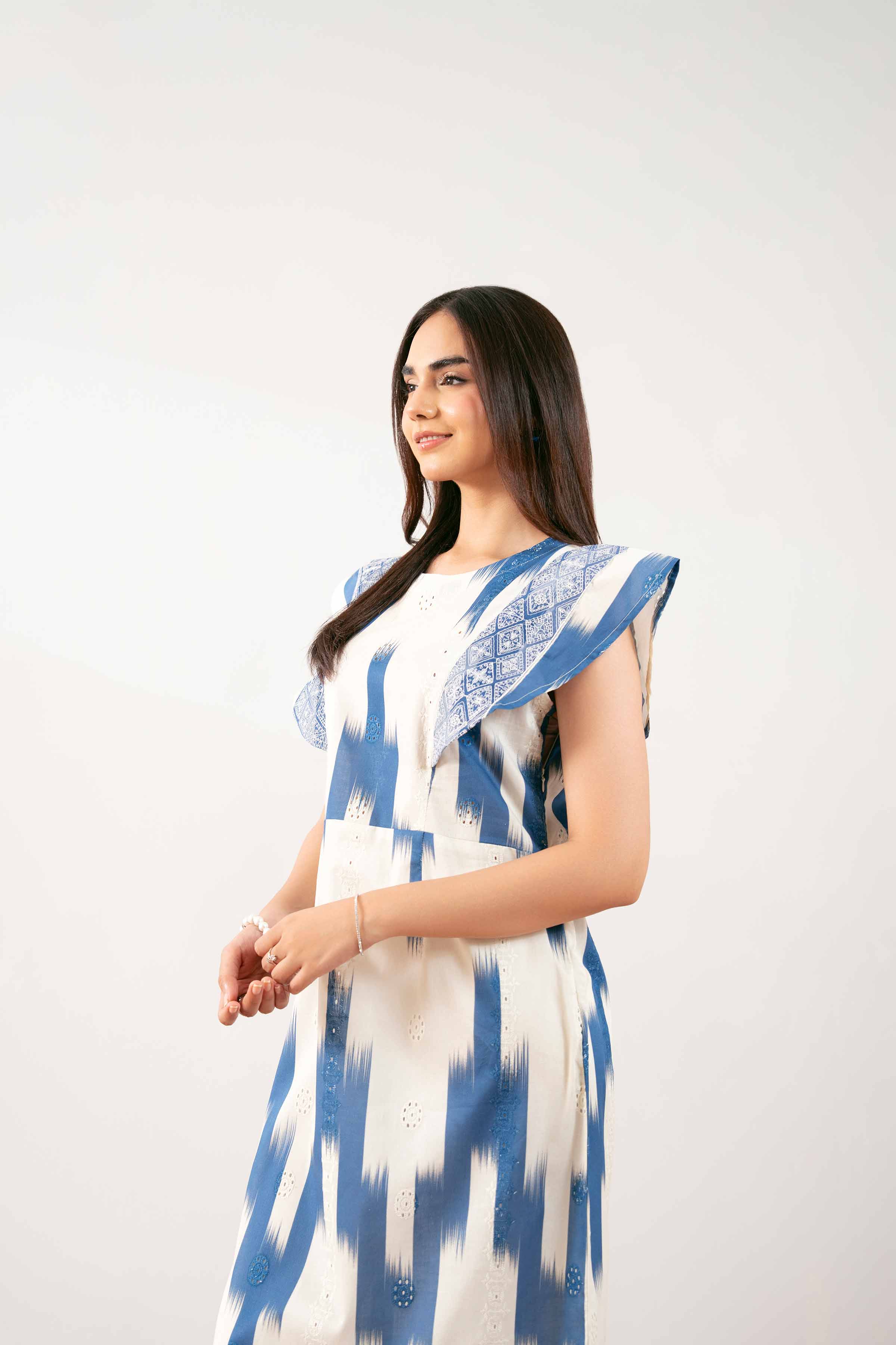 Printed Embroidered Dress - FS25-30 - Image 5